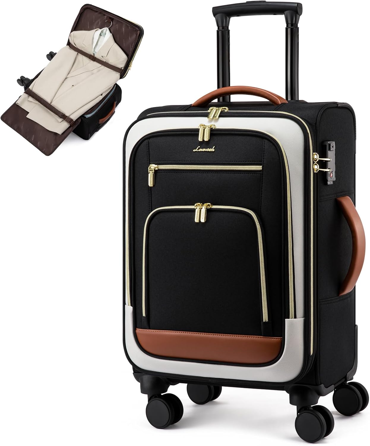 LOVEVOOK Carry on Luggage 22x14x9 Airline Approved, 22 Inch Large Rolling Suitcase, Spinner Wheels &amp; TSA Lock, 49L Softside Lightweight Underseat Carryon Luggage for Women Men Travel