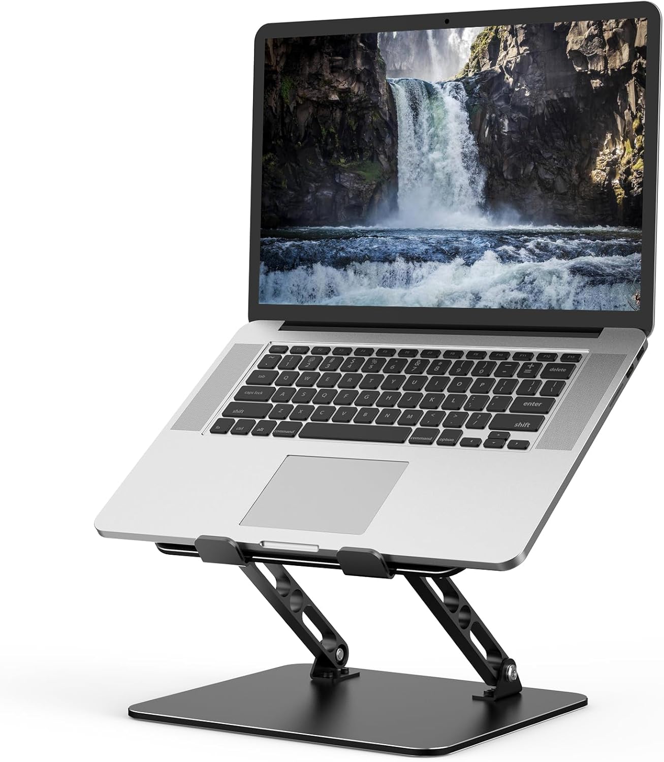 Gogoonike Adjustable Laptop Stand for Desk, Metal Foldable Laptop Riser Holder, Portable Desktop Book Stands, Ventilated Cooling Computer Notebook Stand Compatible with 10-15.6\u201D Laptops
