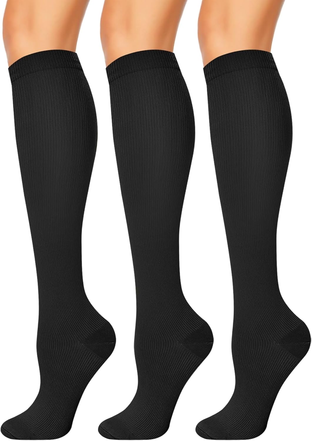 NANNBAKE 3 Pairs Compression Socks for Women &amp; Men 15-20 mmHg,Best Support for Cycling Athletic Hiking Running