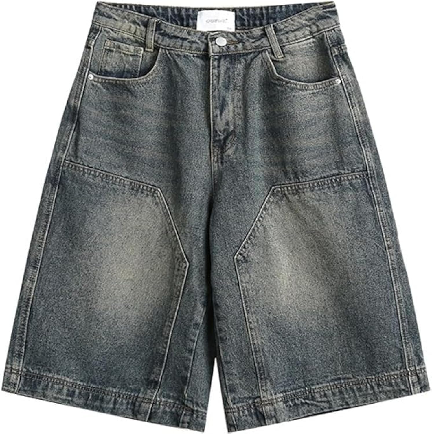 QJK Streetwear Baggy Summer Jorts Y2K Shorts Dark wash Jorts Denim Bermuda Shorts