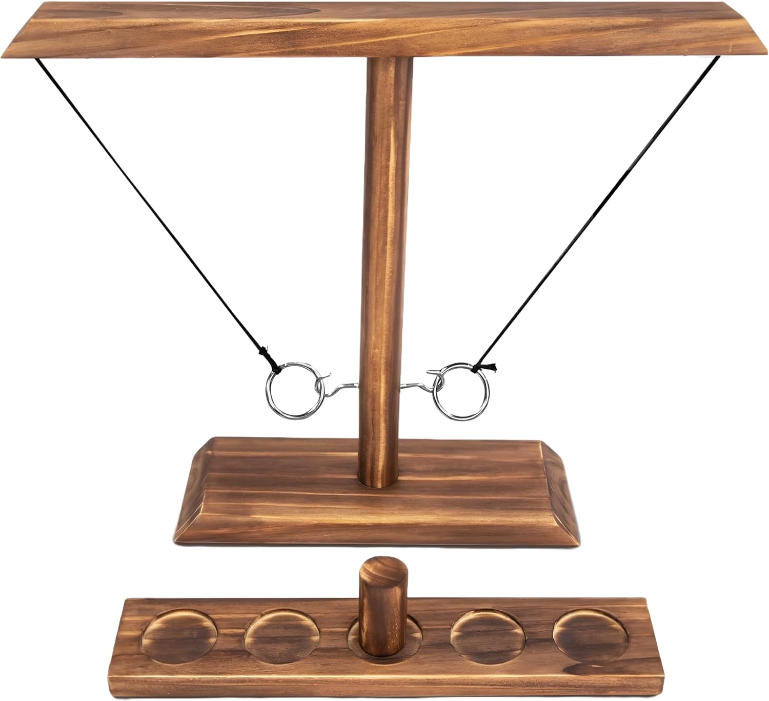 Ring Toss Game for Adults, Hook and Ring Game, Swinging String Hook &amp; Ring Tabletop Battle Game, Outdoor &amp; Indoor Game, Patio Décor Party Bar Game, Wooden Ring &amp; Hook Game, Fun Games for A