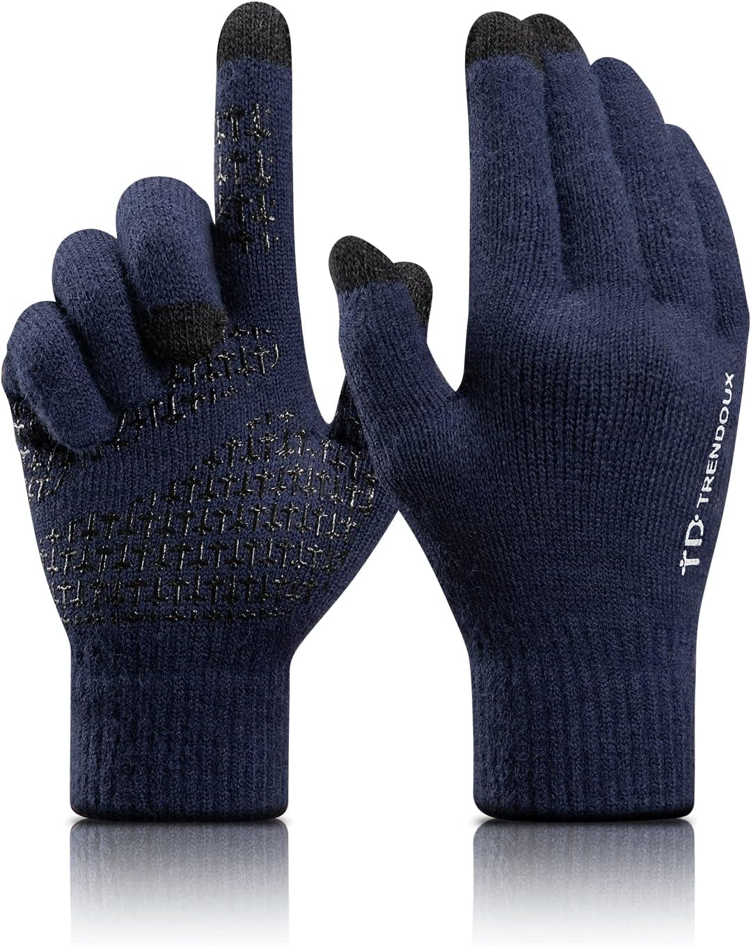 TRENDOUX Merino Wool Winter Gloves for Men Women, Cold Weather Warm Touchscreen Unisex, Non-slip, Knit Elastic Cuff