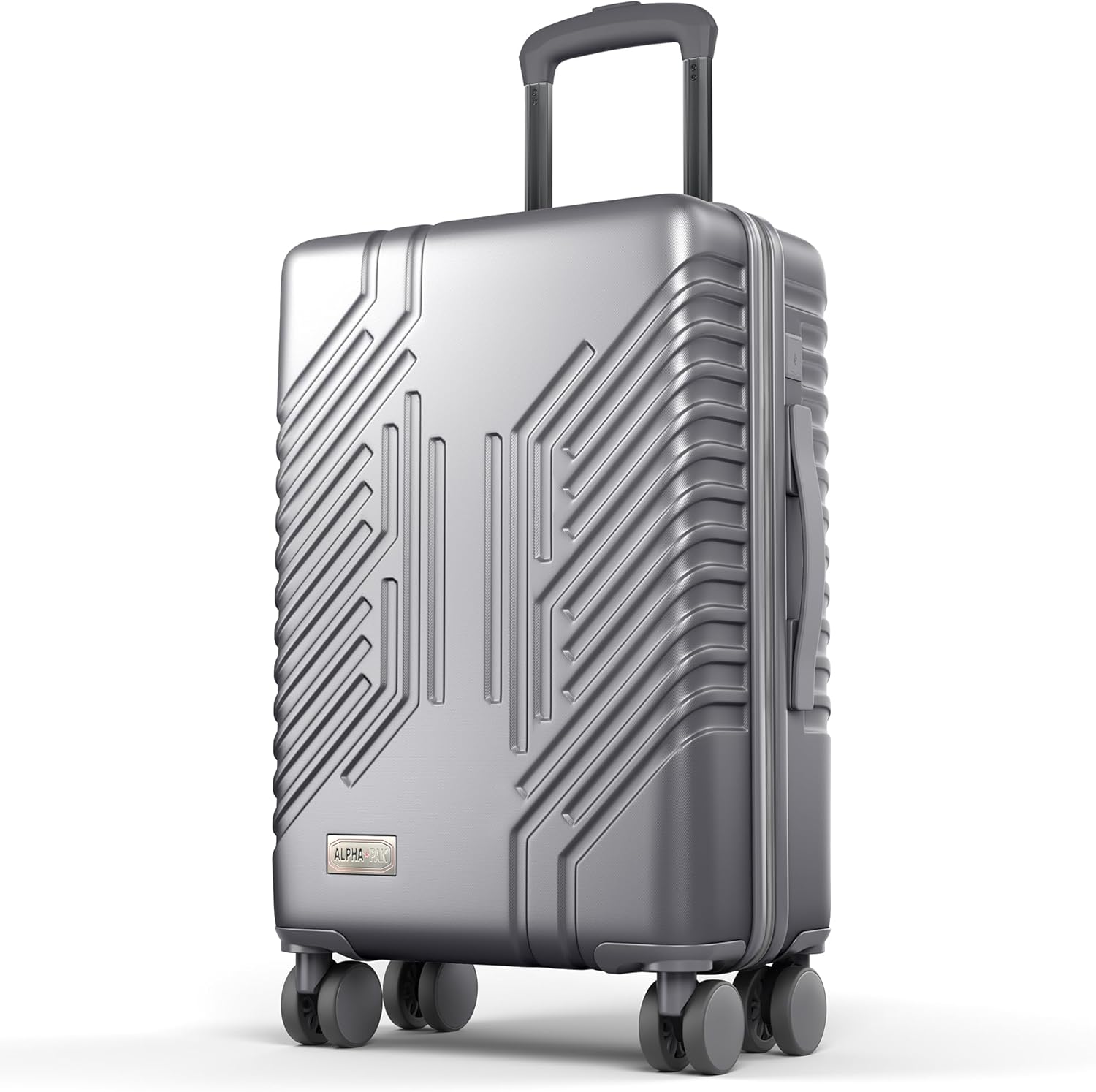 ALPHA CAMP Carry On Luggage 22x14x9 Airline Approved, Hardshell Durable PC+ABS Luggage with Spinner Wheels, Lightweight Travel Rolling Suitcase with Built-in TSA Lock,USB Port,Silver