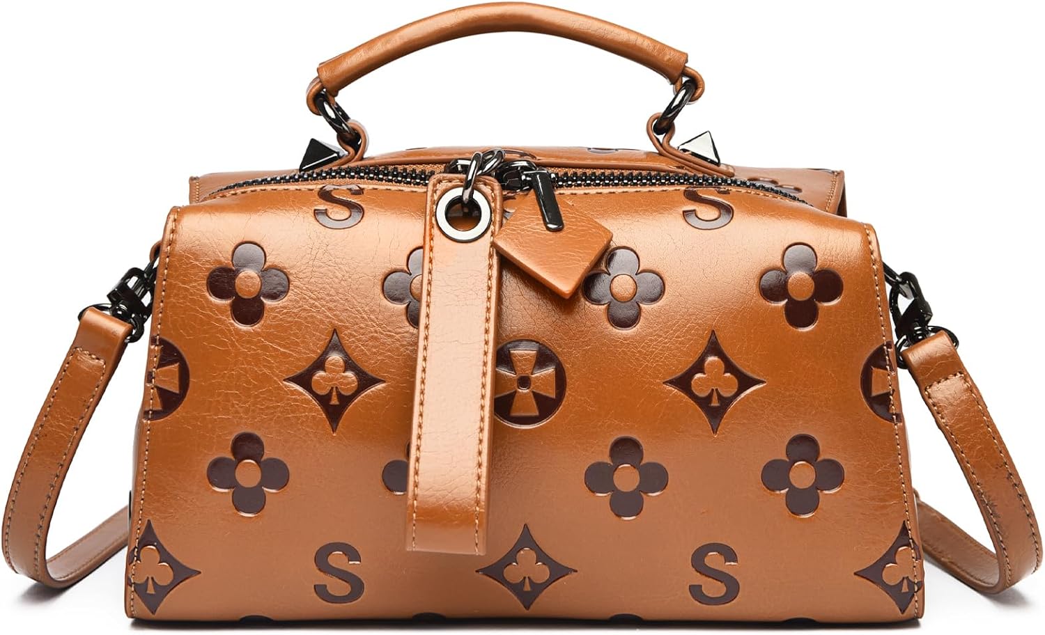 Travistar Crossbody Handbags and Purses Women - Small Leather Embossed Top Handle Purse Shoulder Bag Satchel Bags Tote Cluch