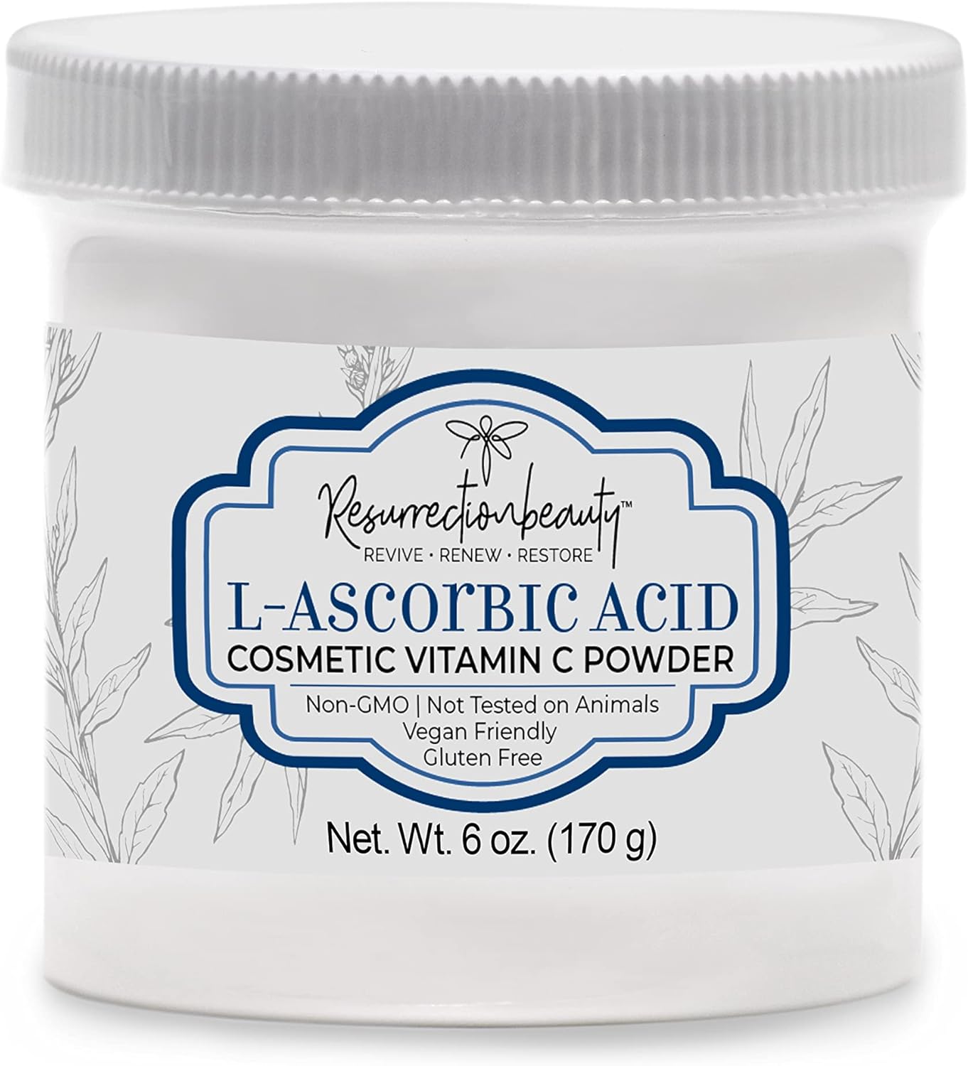 100% Pure L-Ascorbic Acid (Cosmetic Vitamin C Powder for Face) to Make Your Own Premium Beauty Serum, Skincare Mask Treatment, Hyaluronic Serums with Vit C &amp; DIY Facial Skin Care Products 6 OZ