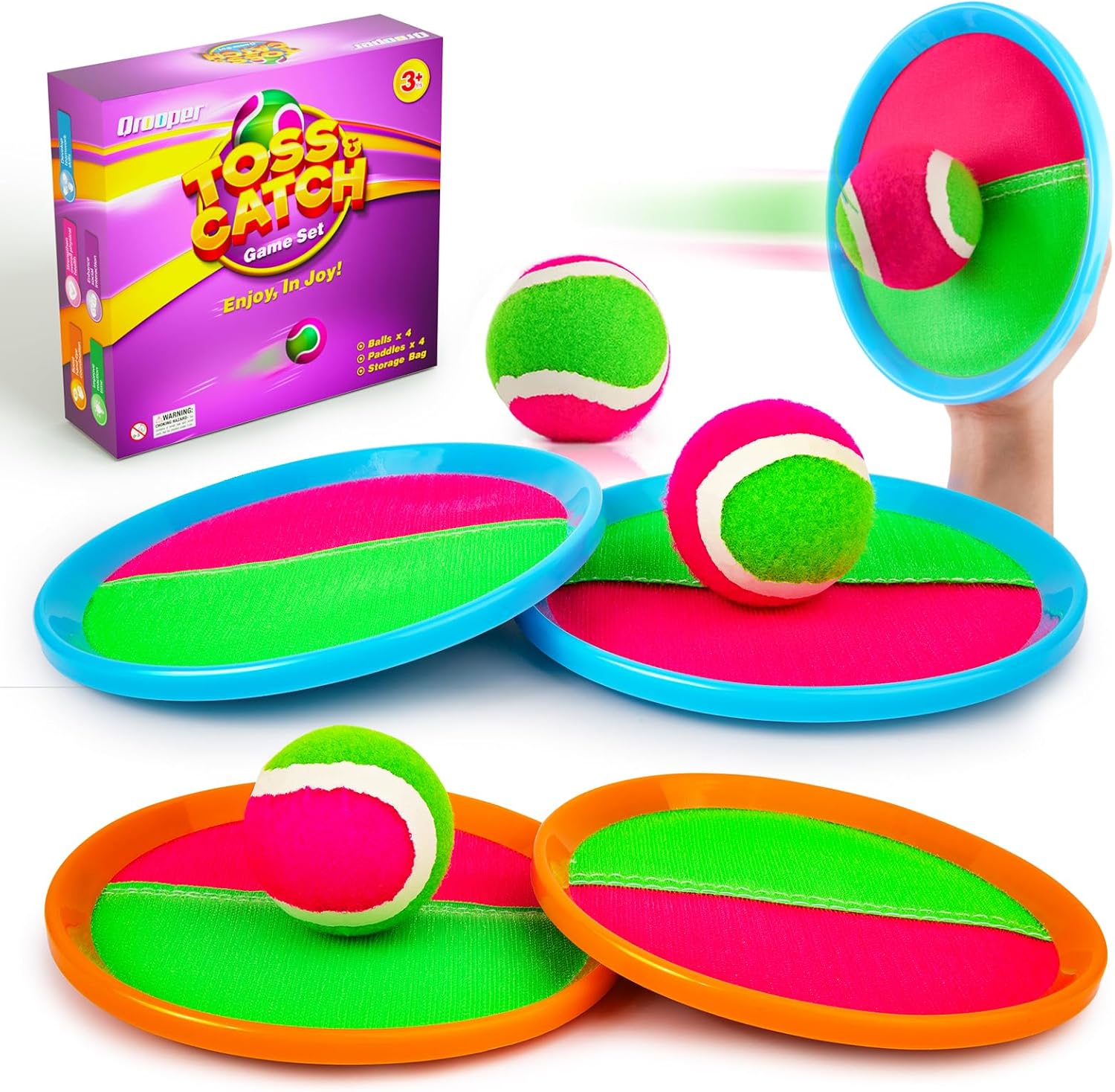 Toss and Catch Ball Game Set - Outdoor &amp; Indoor Sports Toys for Kids - Outside Games for Yard, Lawn, Camping, Beach, Pool - Classic Sticky Paddle Ball Toy for 3 4 5 6 7 8-12 Year Old Boys Girls Gi