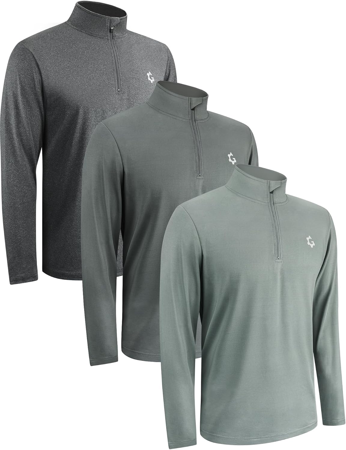 JumGear-Life 3Pack Quarter Zip Pullover Men Long Sleeve Sweatshirts Running Athletic Golf Gym Shirt Quick Dry