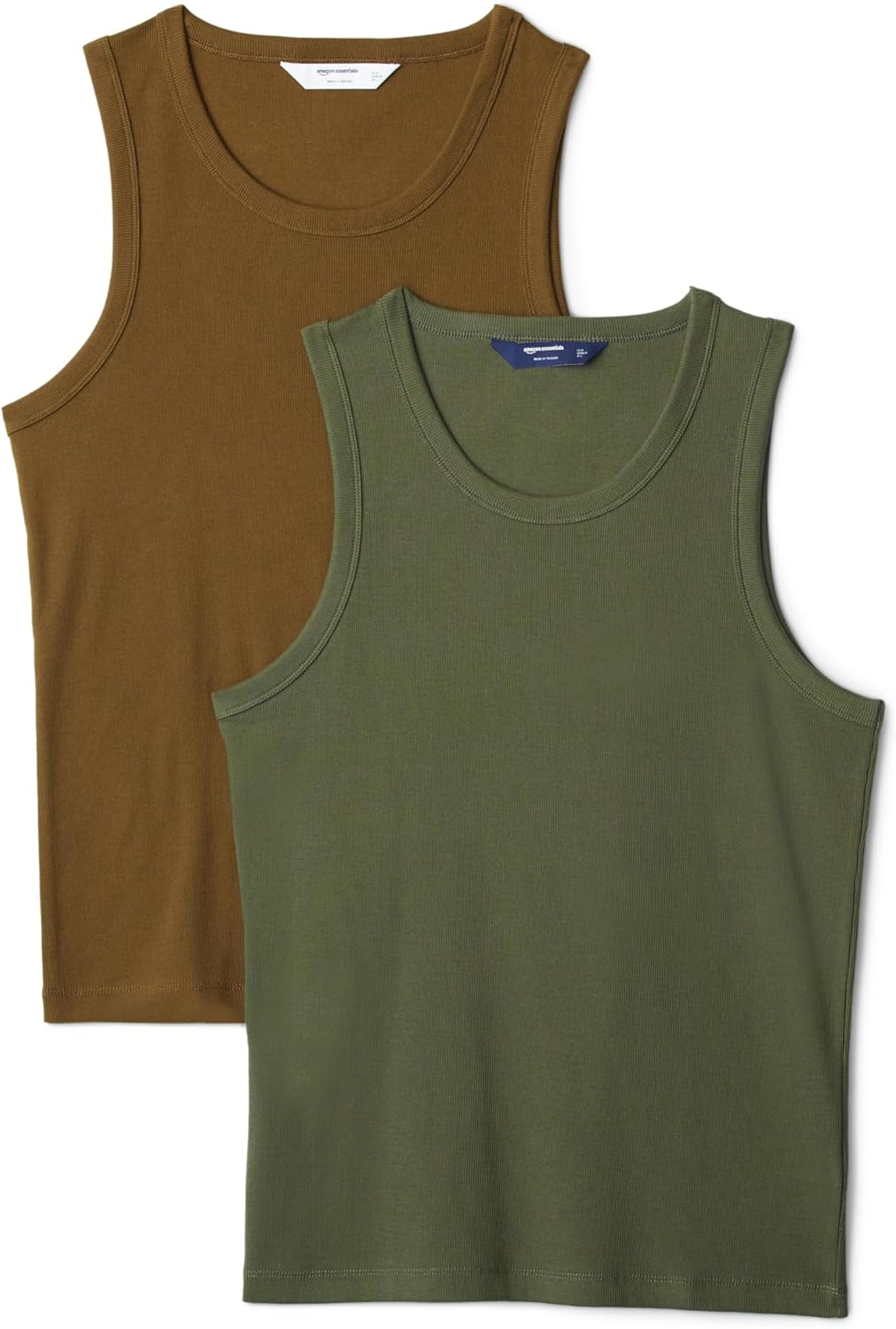 Amazon Essentials Men's Slim-Fit Ribbed Tank Top, Pack of 2