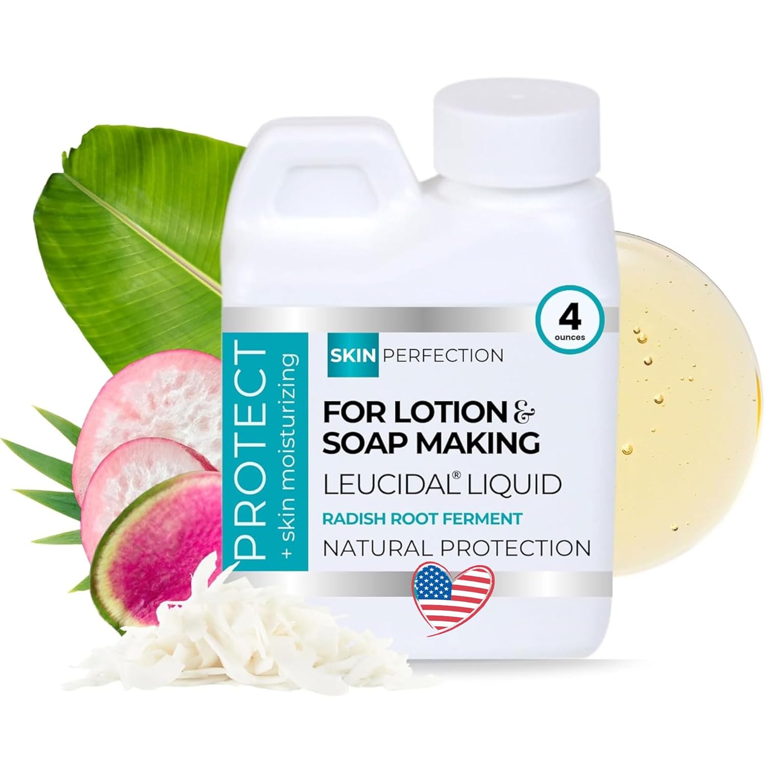 Skin Perfection Leucidal Liquid - Natural Preservative for Lotion Making - DIY Lotion Making Supplies Natural Preservatives for Cosmetics &amp; Compatible with Lotion-Making Serums - 4oz