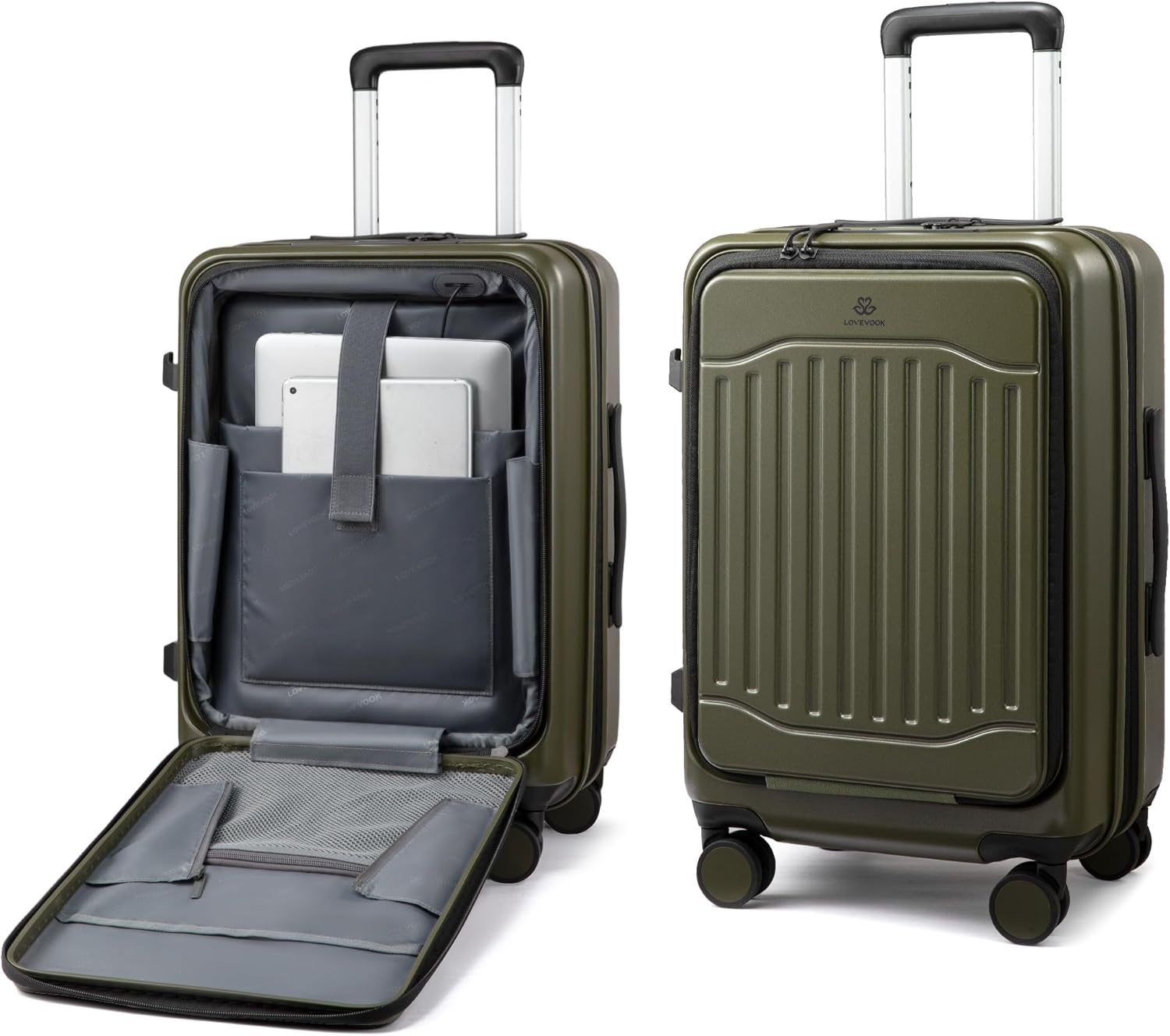 LOVEVOOK Carry On Luggage 22x14x9 Airline Approved, Expandable Hard Shell Suitcase with Spinner Wheels, USB Charging Port &amp; Front Pocket, PC Hardside Rolling Luggage with TSA Lock for Travel