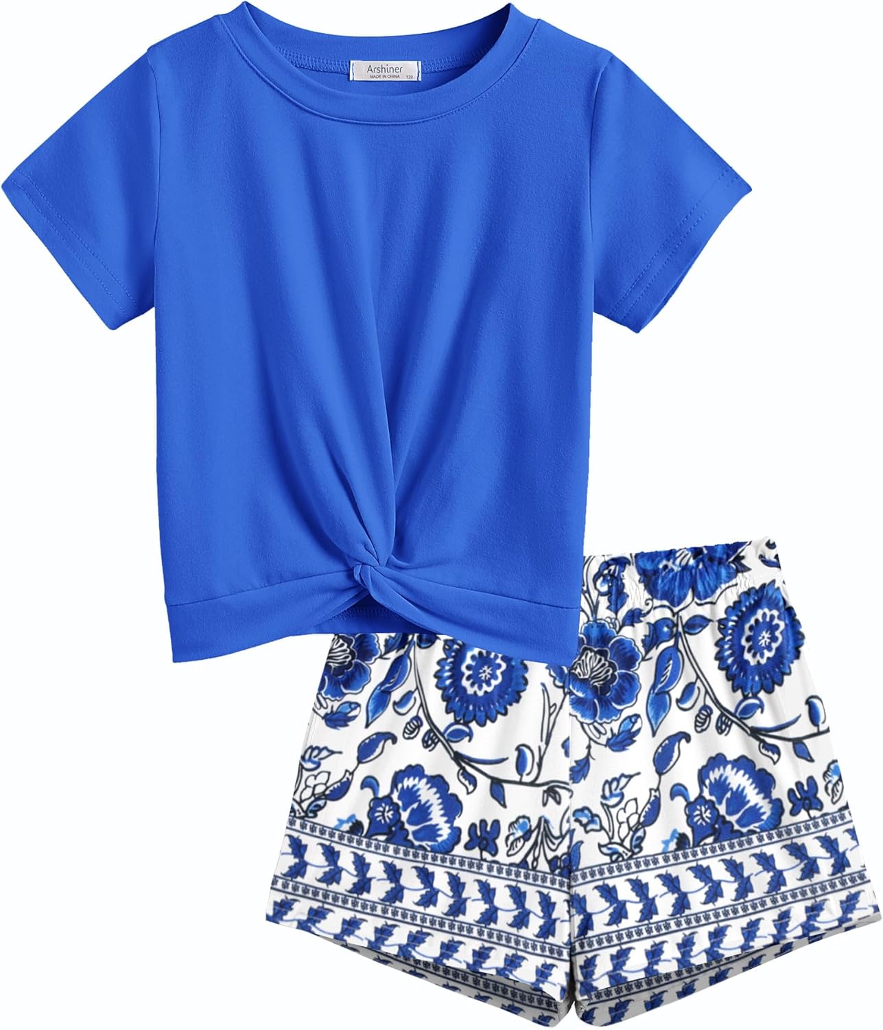 Arshiner Girls Clothing Sets Twist Front Top and Shorts 2 Piece Outfits Activewear Tracksuit 5-14 Year