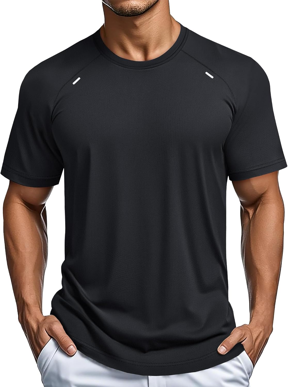 MAGCOMSEN Men's Dry Fit Shirts Mesh Short Sleeve Athletic Lightweight Workout Performance Hiking Shirt