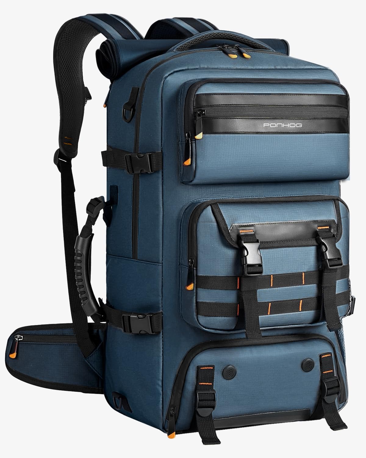 Ponhog Travel Backpack for Men, 50L Carry On Flight Approved Convertible Duffle Bag with Shoe Compartment, 17 inch Laptop Luggage with USB Charging Port for Weekender Hiking, Blue