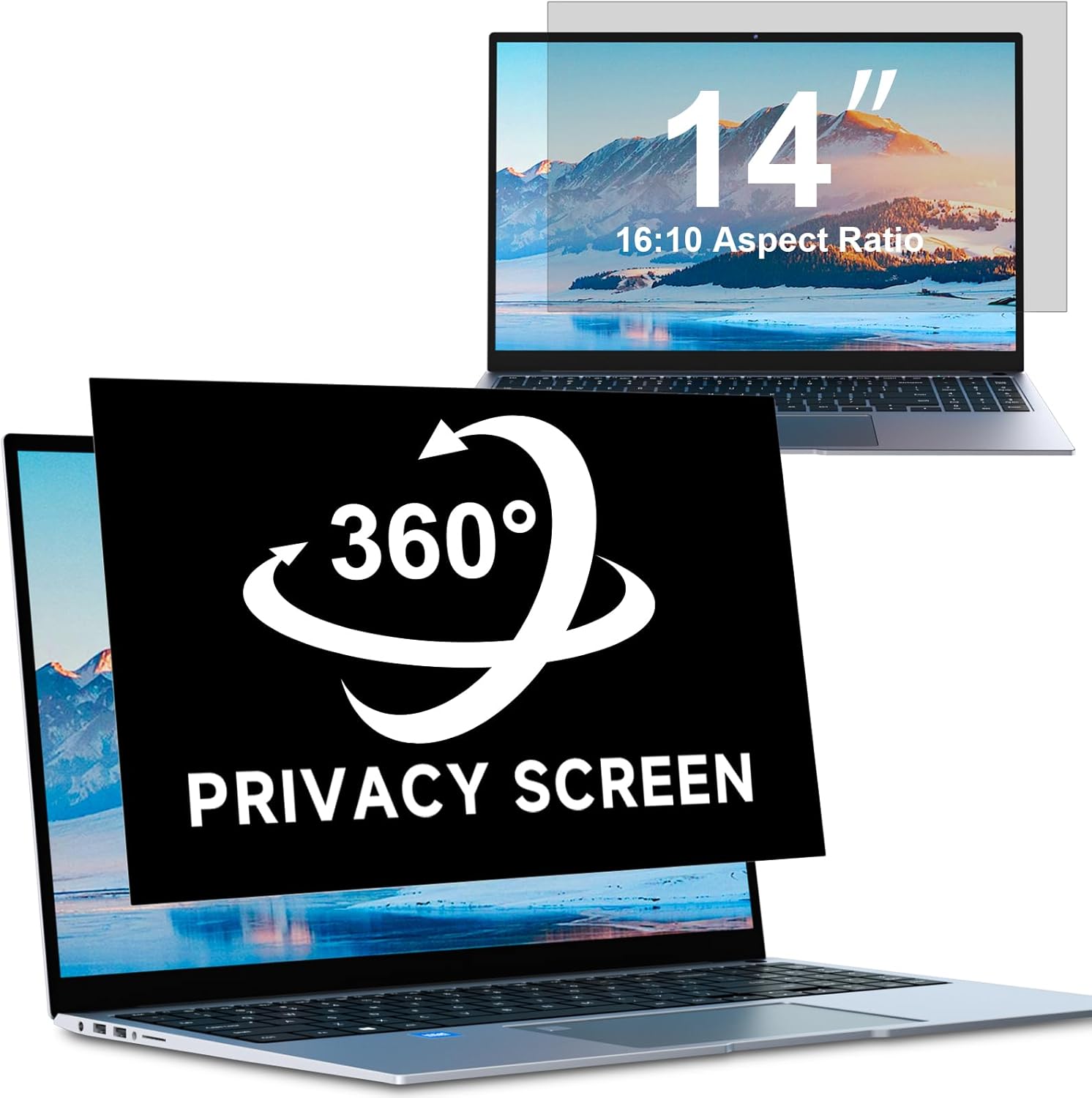 ZOEGAA 4-way 360° Privacy Screen For 14 Inch 16:10 Laptop That Screen Size is 11.9 in Wide and 7.4 in High. Removable Privacy Screen For Laptop Monitor, Anti Glare And Blue Light, Compatible With HP D