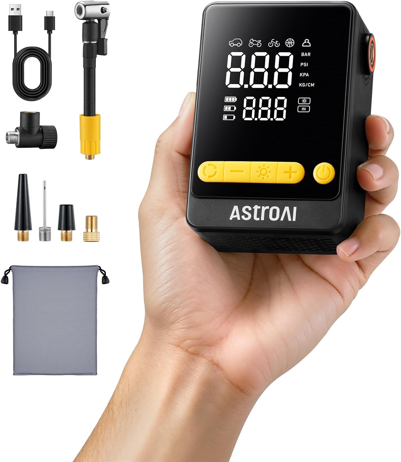 AstroAI Bike Pump, 12s Fast Inflate Electric Bicycle Pump, 150PSI Tire Inflator Portable Air Compressor with Tire Pressure Gauge &amp; LED Light, L10 Mini Air Pump Suitable for Car Tires,Bikes,Motorcy