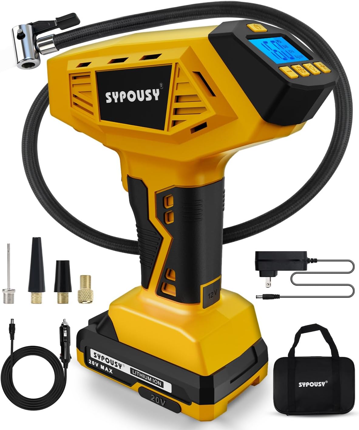 Tire Inflator Portable Air Compressor - ?? Faster Inflation, 160PSI Cordless Tire Pump with Dual Power Rechargeable Battery &amp; 12V Car power, Auto Shut Off, Digital Gauge for Car, Motorcycle, E-Bik
