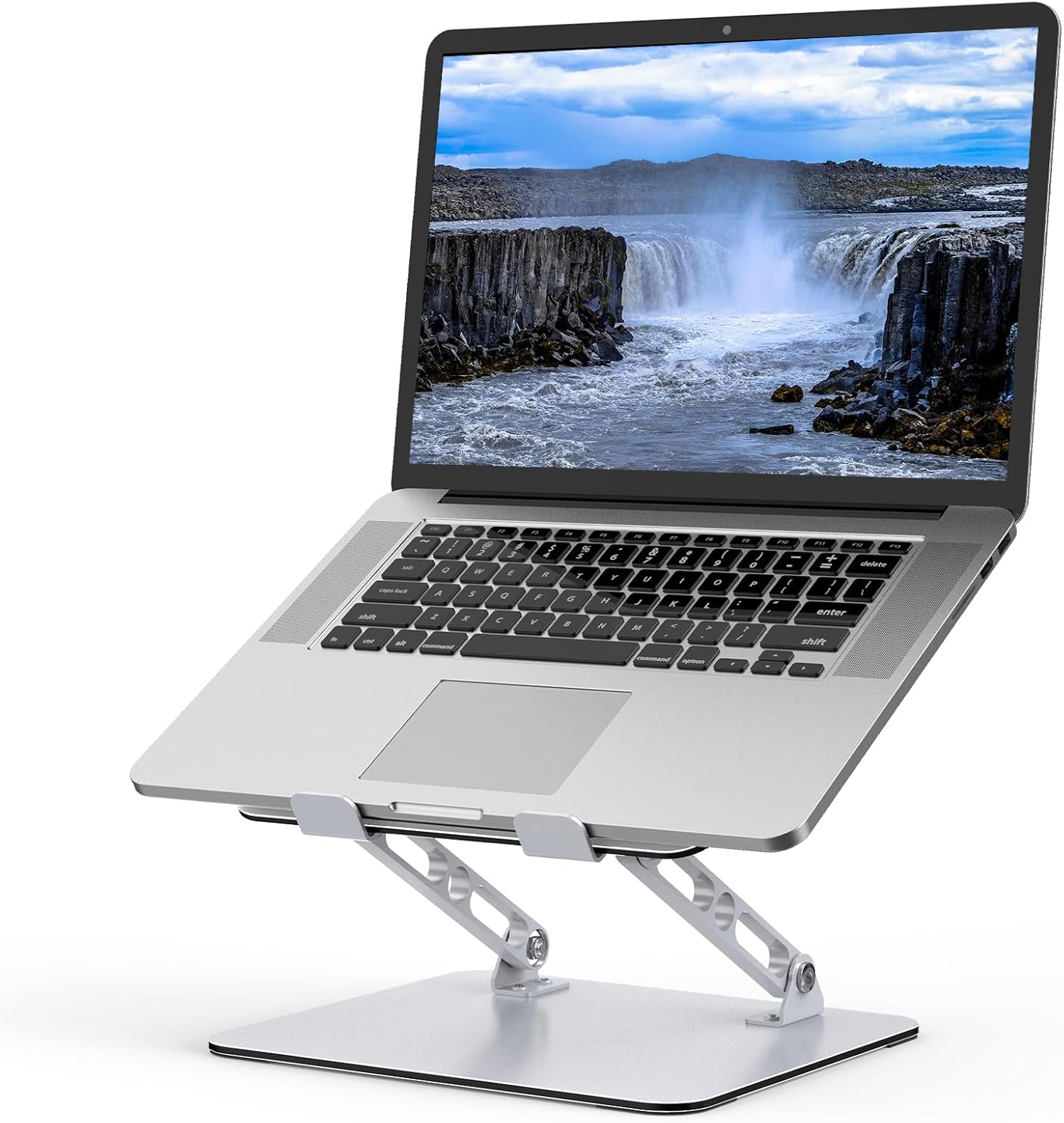 Gogoonike Laptop Stand for Desk, Adjustable Laptop Riser, Metal Foldable Computer Stand Holder Portable Notebook Mount, Ventilated Cooling Printer Stand Compatible with 10-15.6\u201D Laptops