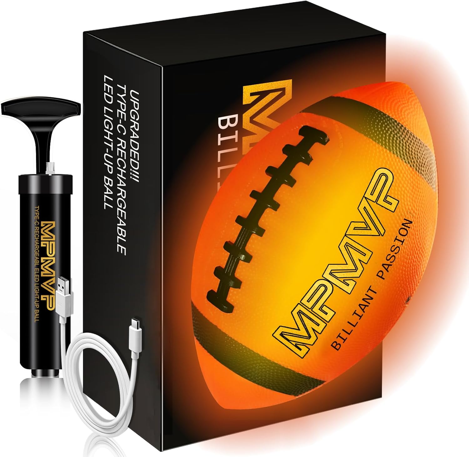 Cadyaw Glow in The Dark Football, Light Up LED Football Size 6, USB Rechargeable, Cool Outdoor Sports Boy Toys for Night Games, Birthday Gifts for Kids &amp; Teens Age 6\u201312