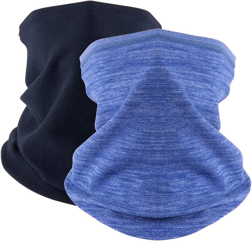 KGC 2 Pack Winter Neck Warmer Gaiter Fleece Windproof Face Mask Cover Cold Weather Scarf for Men &amp; Women