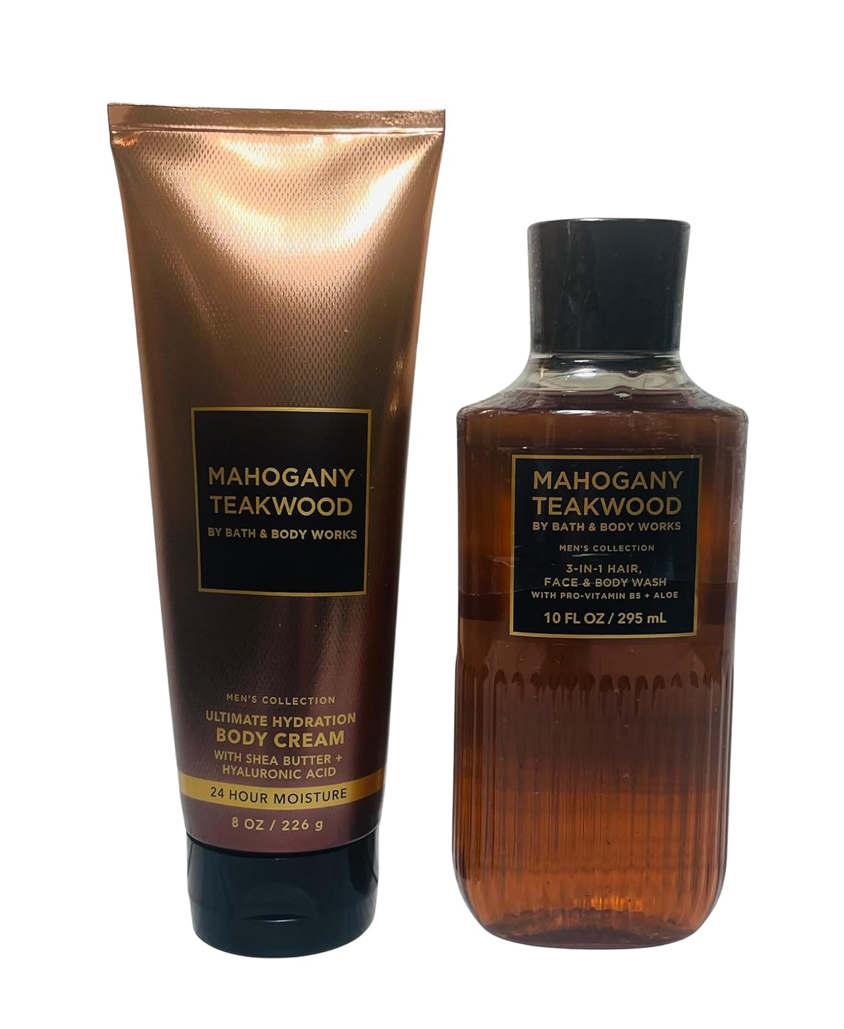Bath &amp; Body Works Mahogany Teakwood Men's 3-in-1 Hair, Face &amp; Body Wash and Body Cream 2 Piece Set