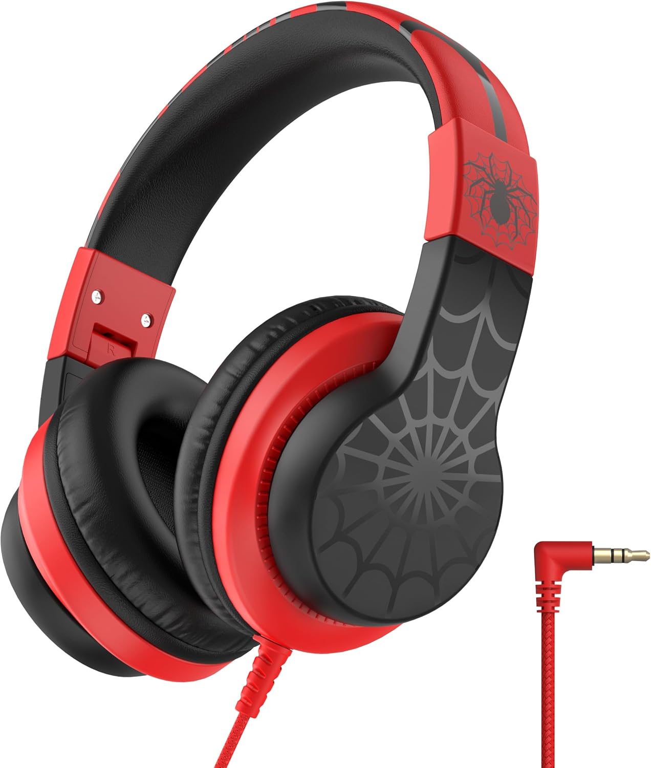 iClever HS19 Kids Headphones for School with Microphone, Safe Volume Limiter 74\/85dBA, Over-Ear Girls Boys Headphones for Kids with FunShare Foldable Wired for iPad\/Travel (Spider Black)