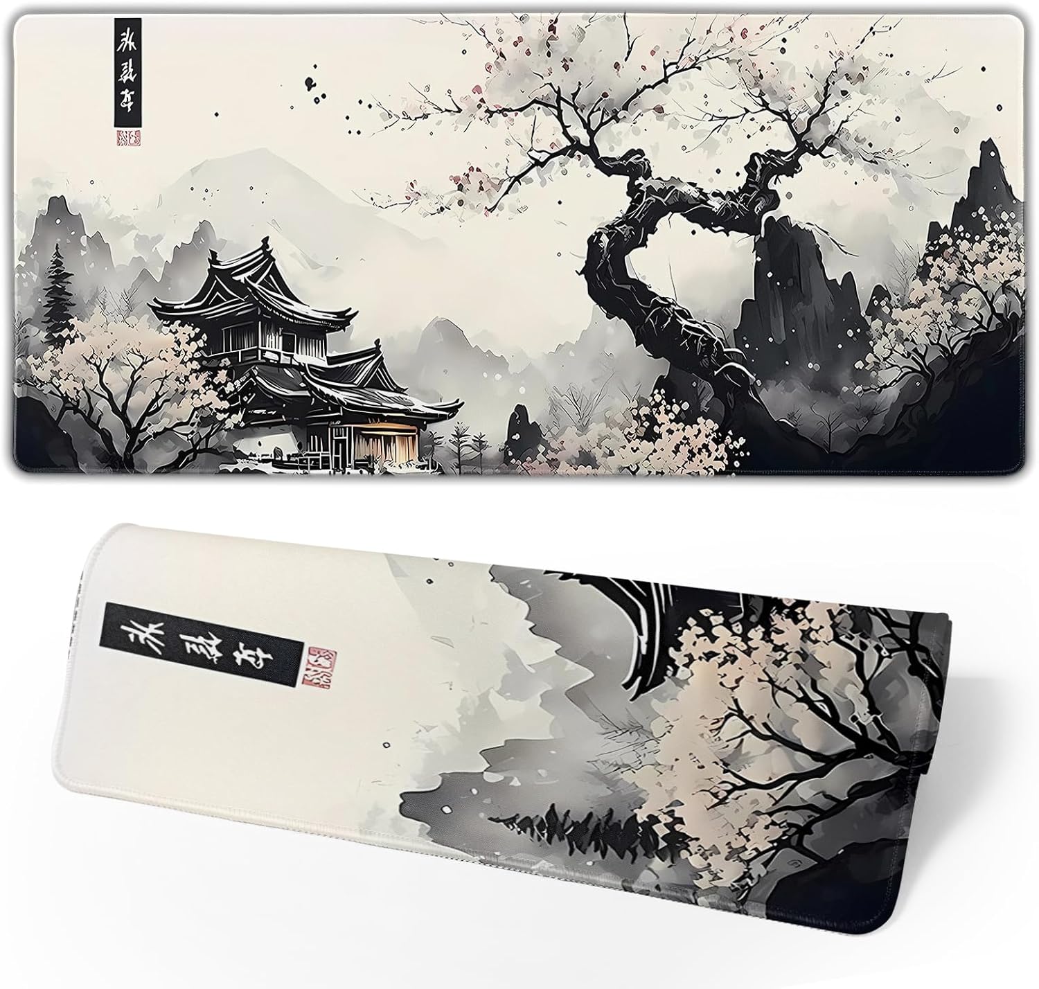 Japanese Mouse Pad, Large Japanese Desk Mat, XL Anime Gaming Keyboard Mat, Non-Slip Rubber Base, Big Extended Desk Protector for Home Office, 31.5\u201Dx11.8\u201D