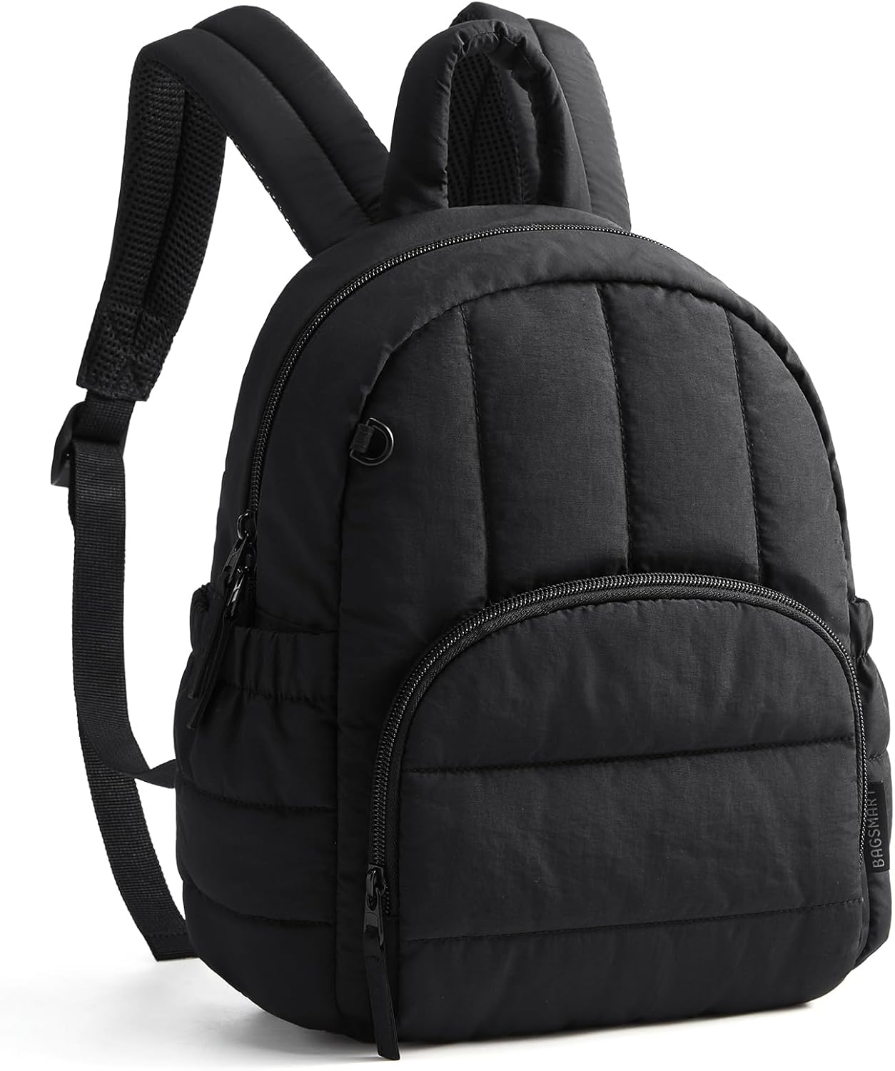 BAGSMART Mini Backpack for Women, Lightweight Puffer Small Backpack Purse, Quilted Casual Travel Daypack, Cute Water-Resistant Bookbag for Daily, Black