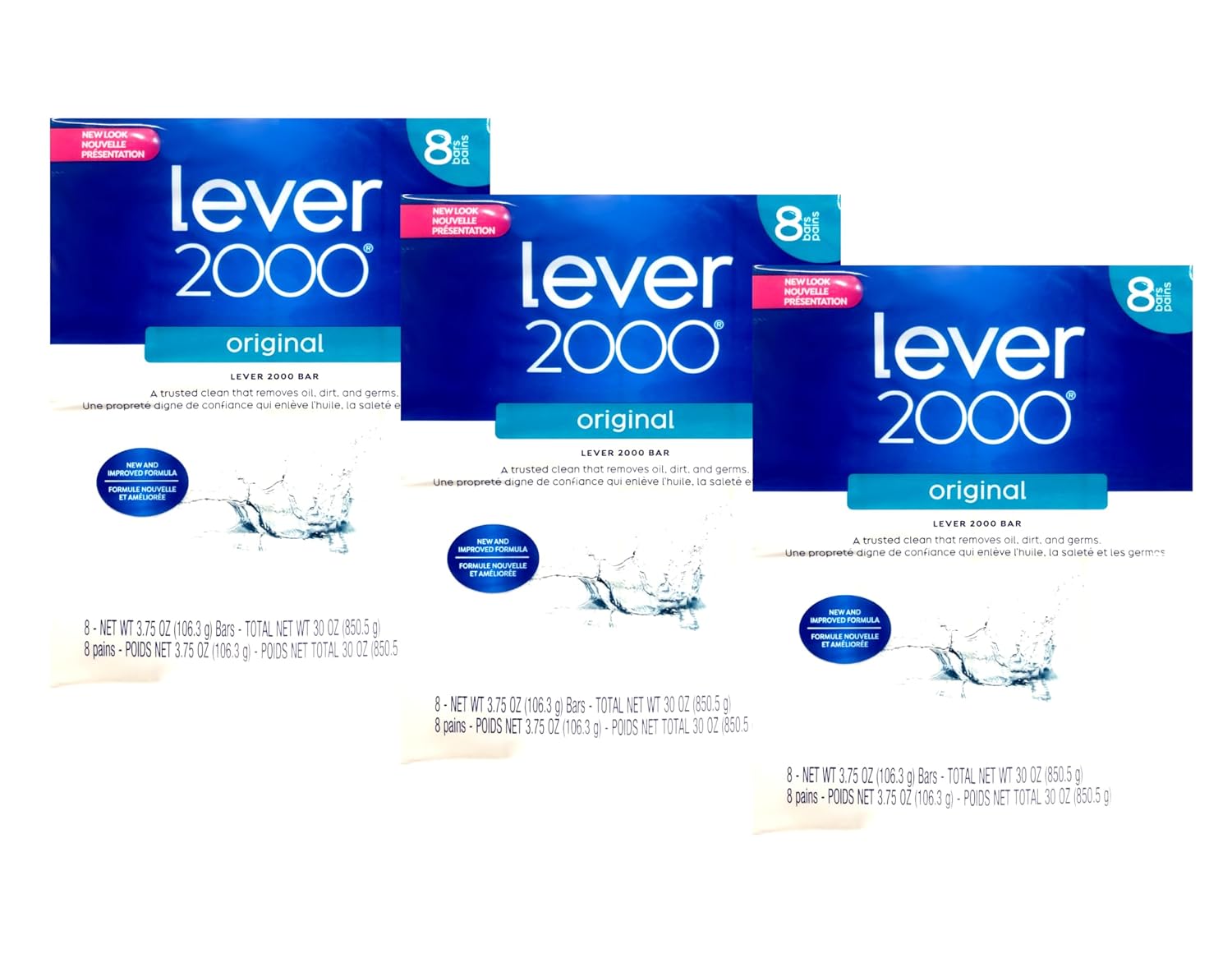 Lever 2000 Original Scent Bar Soap - 8 Bar Count, 3.75 oz Each (Pack of 3)