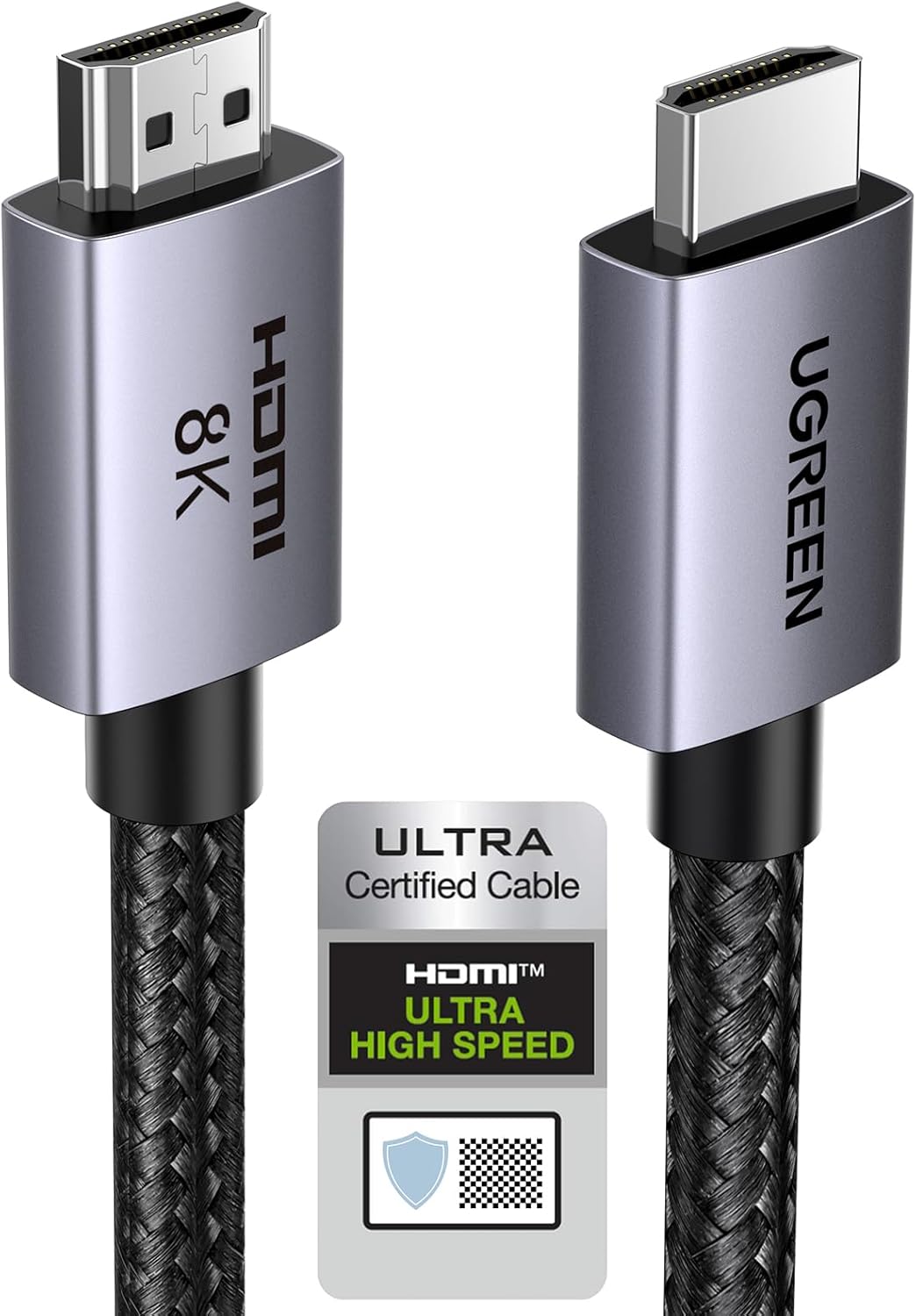 UGREEN 8K HDMI 2.1 Cable 48Gbps 6.6FT, Certified Ultra High Speed HDMI Cord Aluminum, 4K@240Hz 120Hz 10K 8K@60Hz, HDCP 2.2&amp;2.3, eARC HDR 10 Dolby Compatible with PS5\/Blu-ray\/Roku TV\/Switch 2\/M