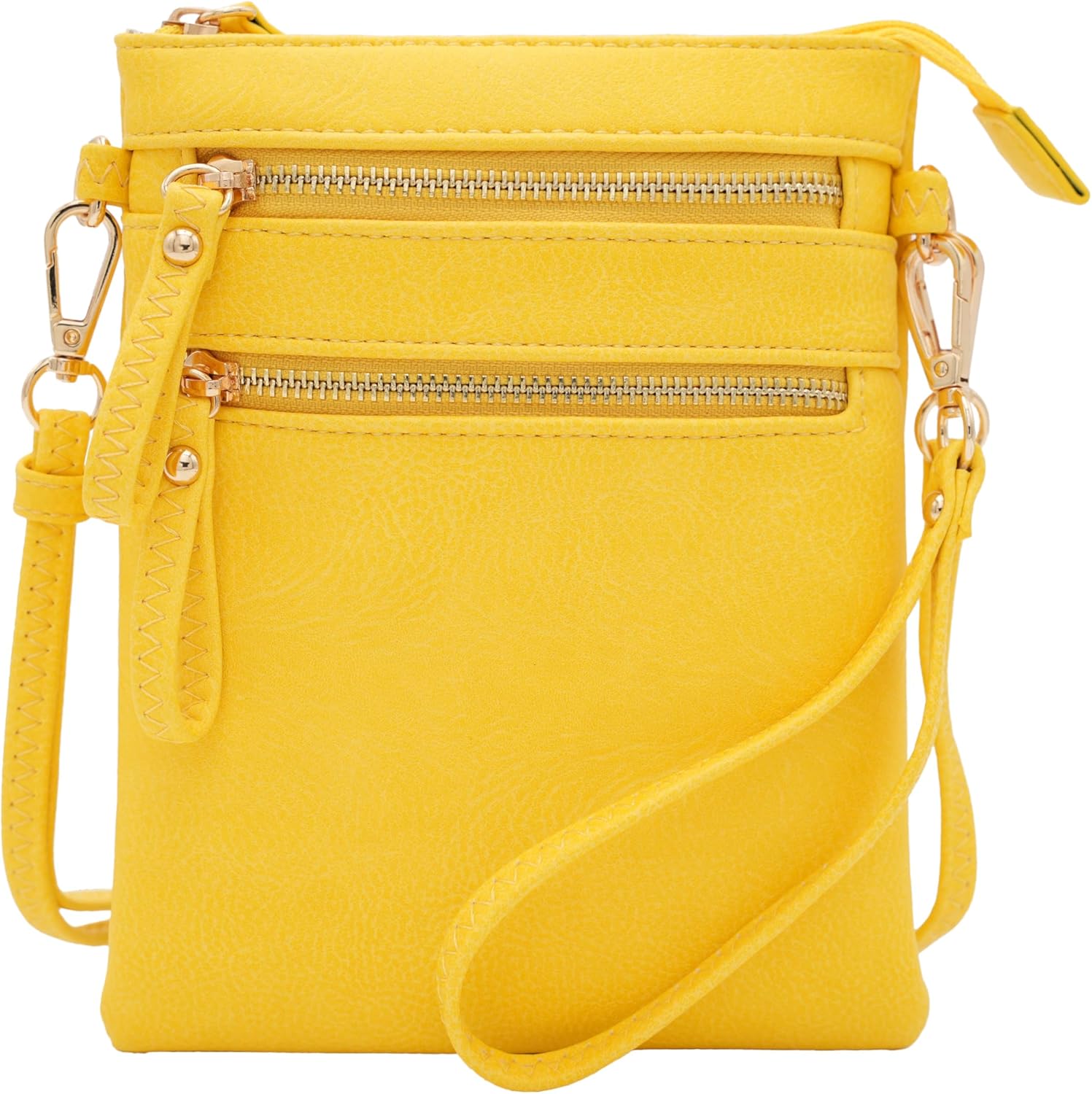 Solene Small Crossbody Bag for Women, Multi Zip Pockets with Detachable Wristlet, Lightweight Travel Purse, Cell Phone Pouch