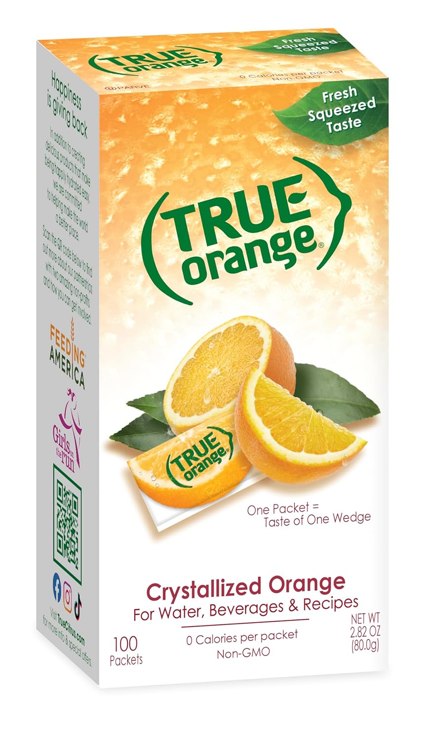 True Orange Dispenser Pack 100ct. Natural Flavored Water Enhancer, Great beverage option for Paleo Diet, Adkin's Diet, and other healthly diet programs.