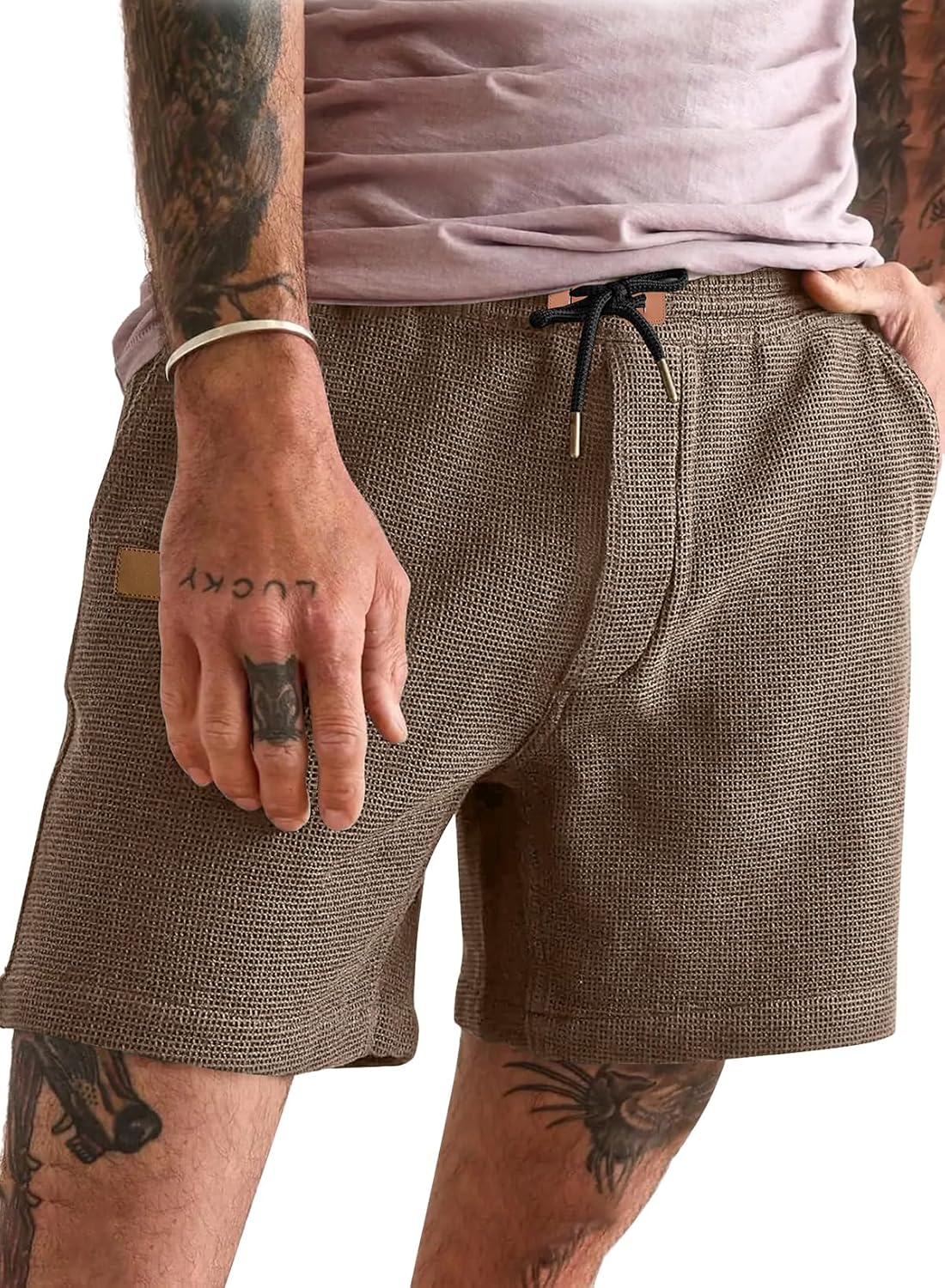 JMIERR Men's Casual 5"\/ 7" Shorts Waffle Elastic Waist Drawstring Workout Running Jogging Beach Sweat Shorts with Pockets