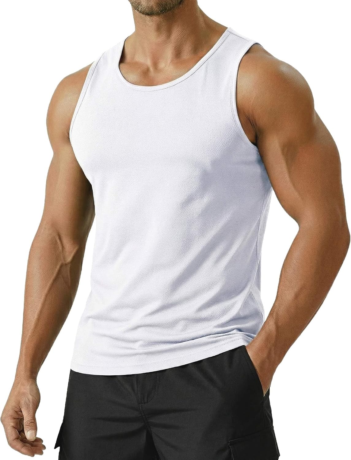 PINSPARK Men's Tank Tops UPF 50+ Quick Dry Sleeveless Athletic Shirts Gym Workout Running Beach Swim Muscle Tee Summer