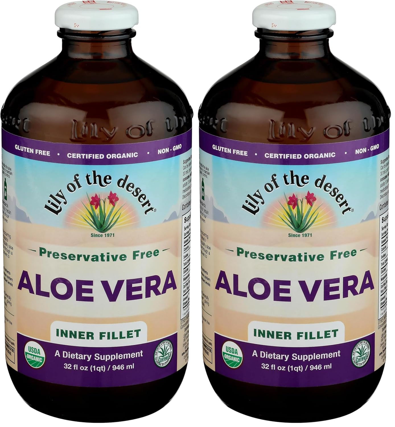 Lily Of The Desert Aloe Vera Juice 32 Oz Fillet Juices &amp; Gels (Pack of 2)
