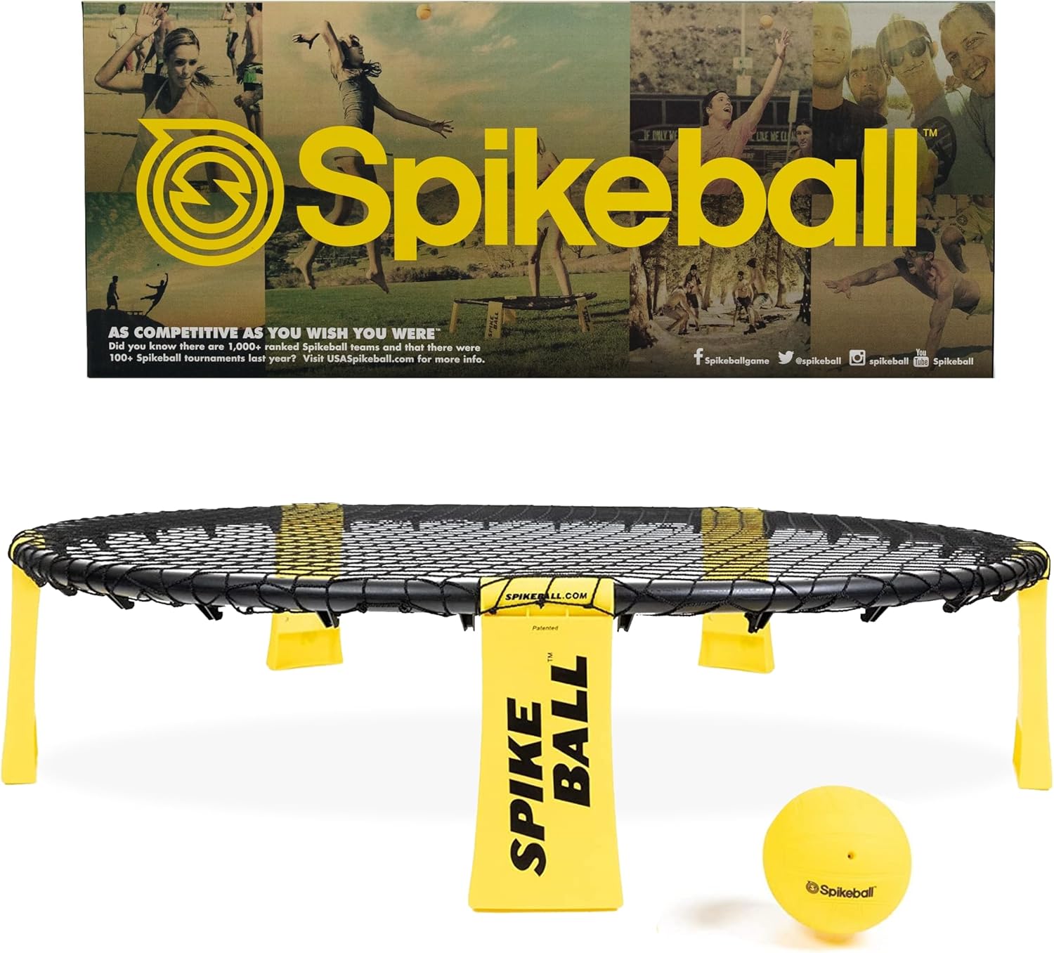 Spikeball The Original Kit 1-Ball Game Set - Outdoor, Yard &amp; Camping Games - Includes Ball, Net, Drawstring Bag &amp; Rulebook Set