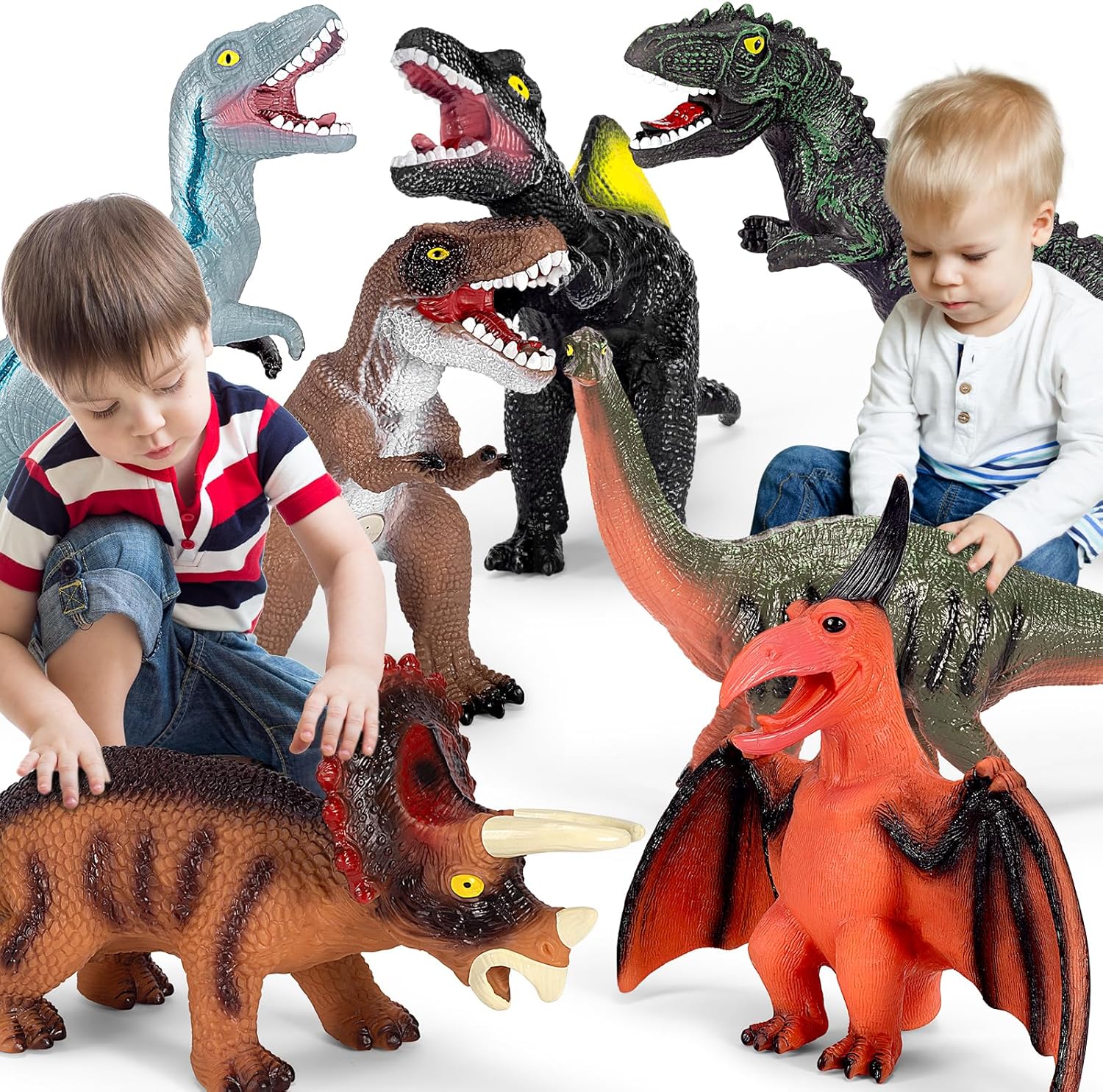 Kissdream 7 Piece Jumbo Dinosaur Toys Big Dinosaur Toy for Boys Realistic Giant Dinosaur Toys for Kids 3-5 - Perfect Dinosaur Gifts for Kids
