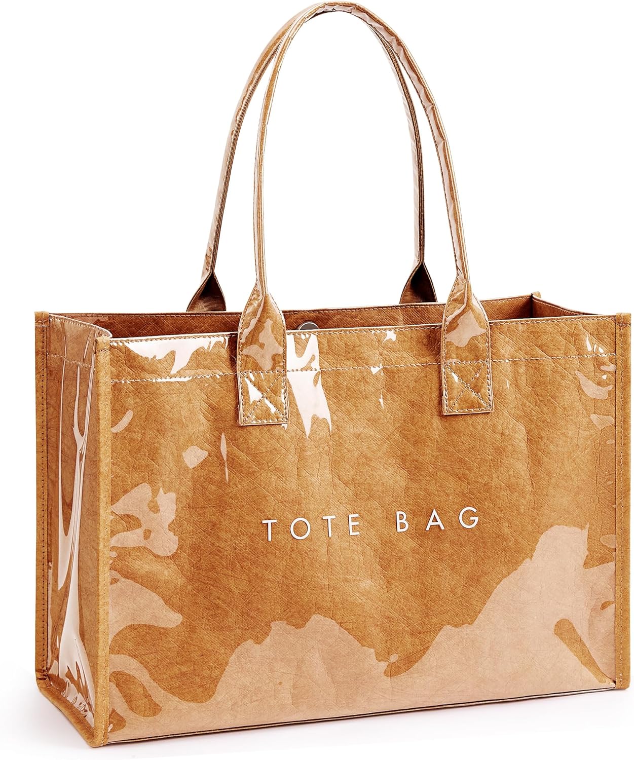 KALIDI PVC Tote Bag Women\u2019s Kraft Paper Work Handbags Purses with Top Handle