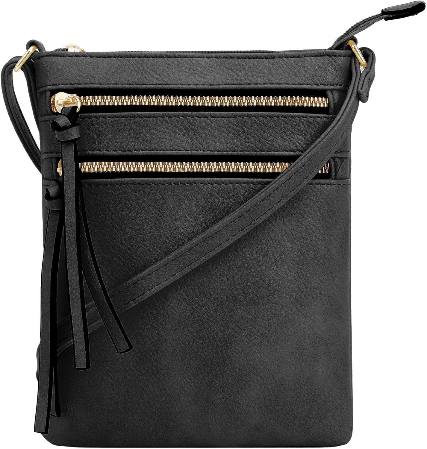 DELUXITY Crossbody Purse Bag Shoulder Bag Multi Pocket Zipper Purse