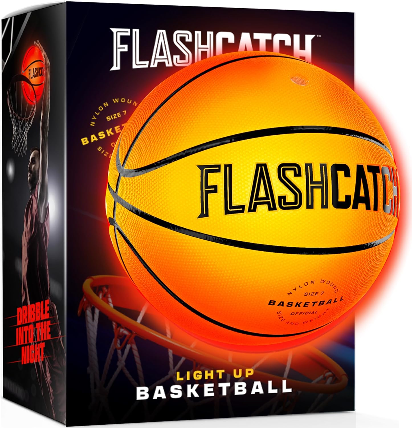 FlashCatch Light Up Basketball - Glow in The Dark - Sports Gear Accessories Gifts for Boys 8-15+ Year Old - Kids Teens Gift Birthday Ideas - Teen Boy Toys Ages 8 9 10 11 12 13 14 15 Outdoor Teenager