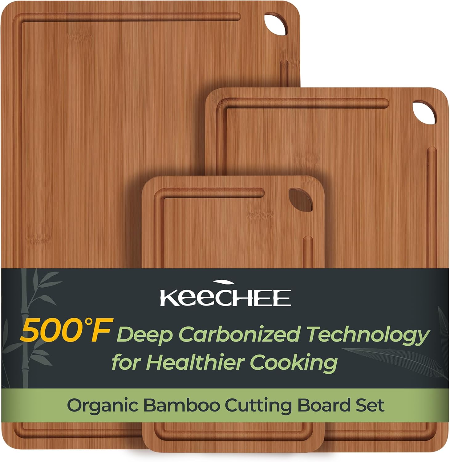 Keechee Bamboo Cutting Board, Durable Wood Cutting Boards for Kitchen with Deep Juice Grooves &amp; Built-in Handles, Ideal Charcuterie &amp; Chopping for Meat, Vegetables and Fruits Ideal Kitchen Gif