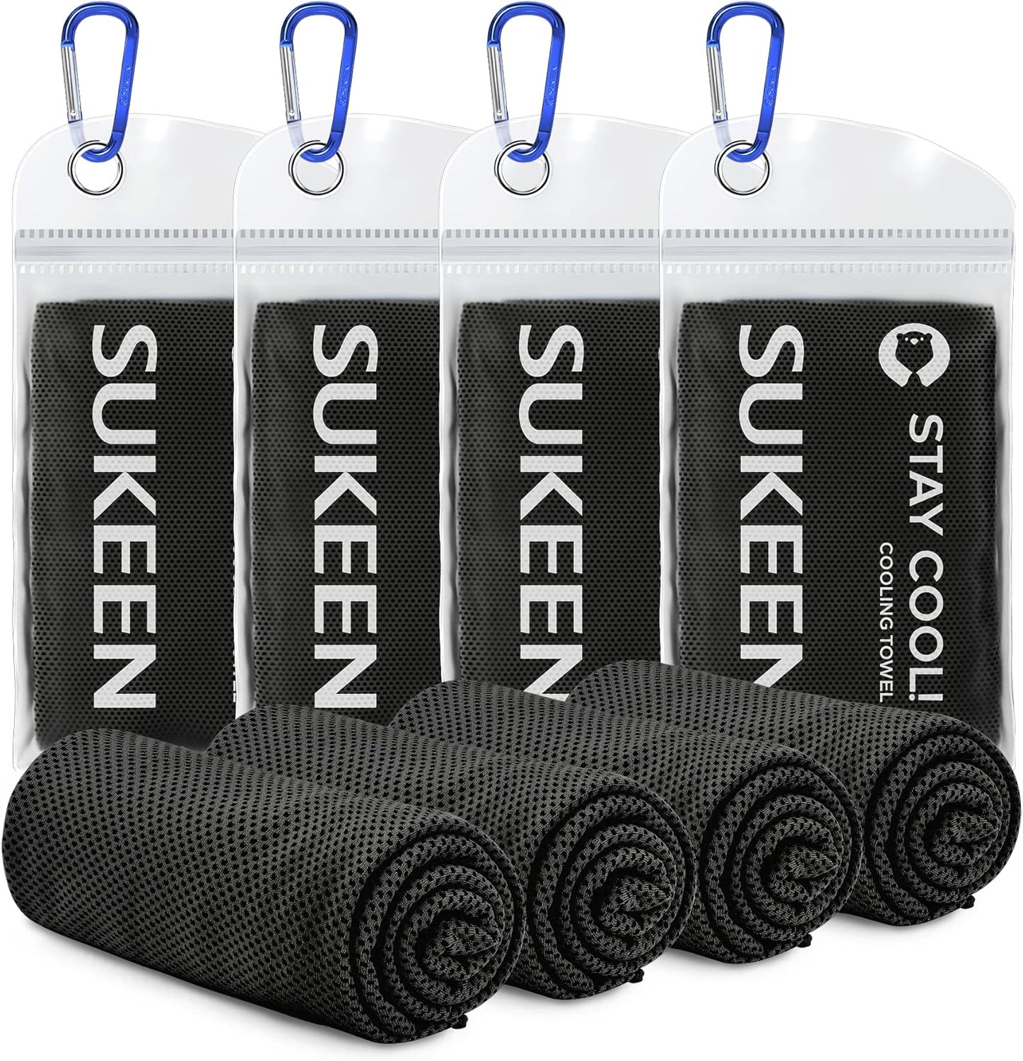 Sukeen [4 Pack Cooling Towel (40"x12"), Soft Breathable Chilly Microfiber Towel for Yoga,Sport,Running,Gym,Workout,Camping,Fitness,Workout &amp; More Activities