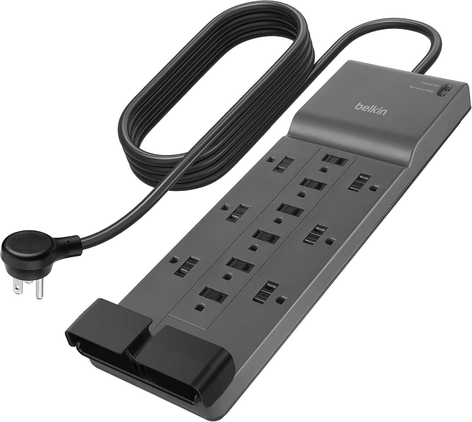 Belkin 12-Outlet Surge Protector Power Strip w\/ 12 AC Outlets &amp; 8ft Flat Plug, UL-Listed Heavy-Duty Extension Cord for Home, Office, Travel, Computer, Laptop, Charger - 3,780 Joules of Protection