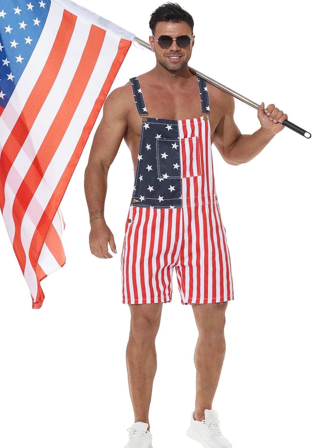 Yuanbang Unisex Printed Overalls Shorts Romper Festival Jumpsuits Work Bibs Coveralls Gifts for Men and Women