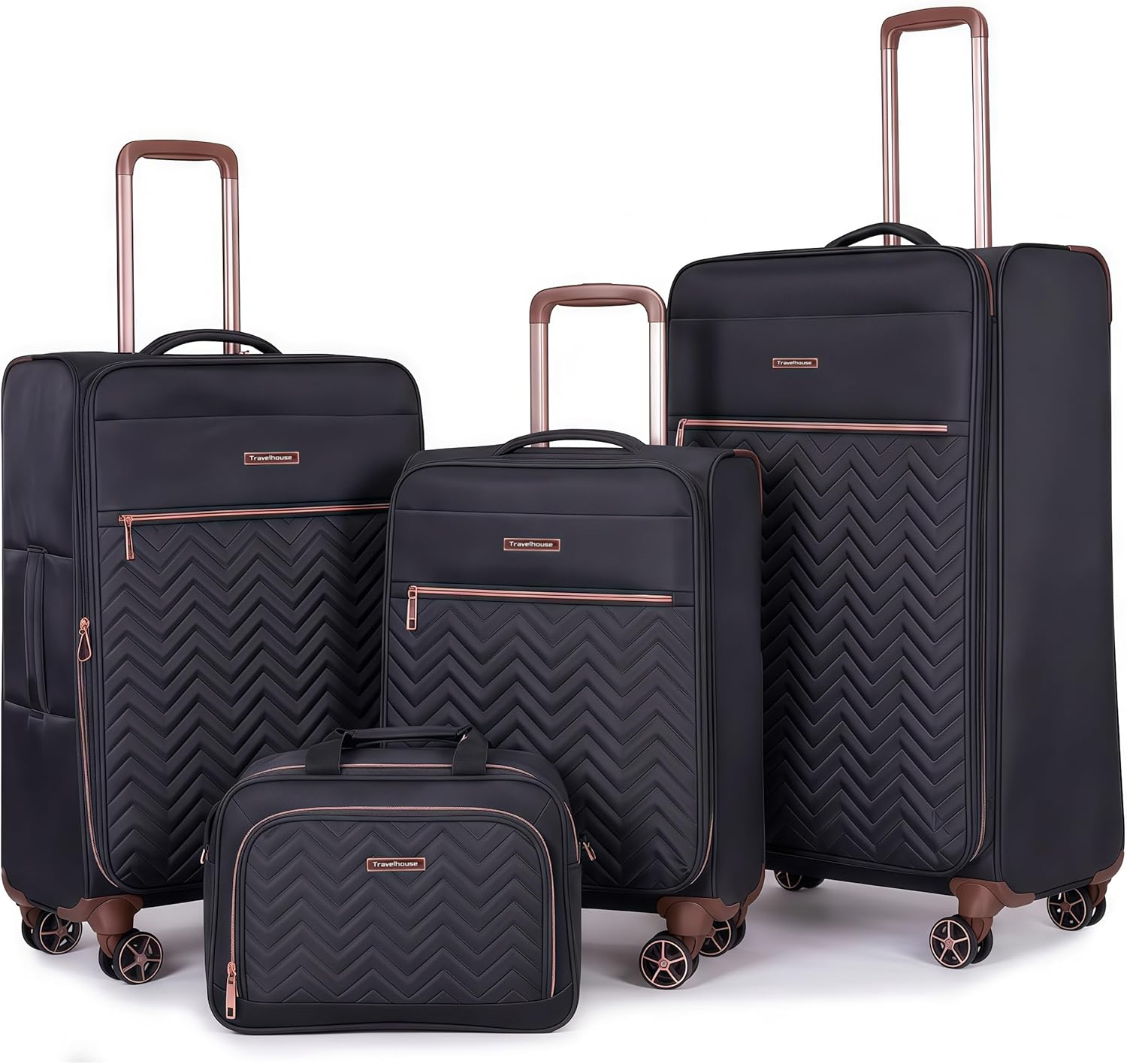 Travelhouse Softside 3 Piece Luggage Sets, 4 Piece Expandable Soft Sided Suitcase with Spinner Wheels, Lightweight Travel Set with Underseat Duffel Bag (16\/20\/24\/28)