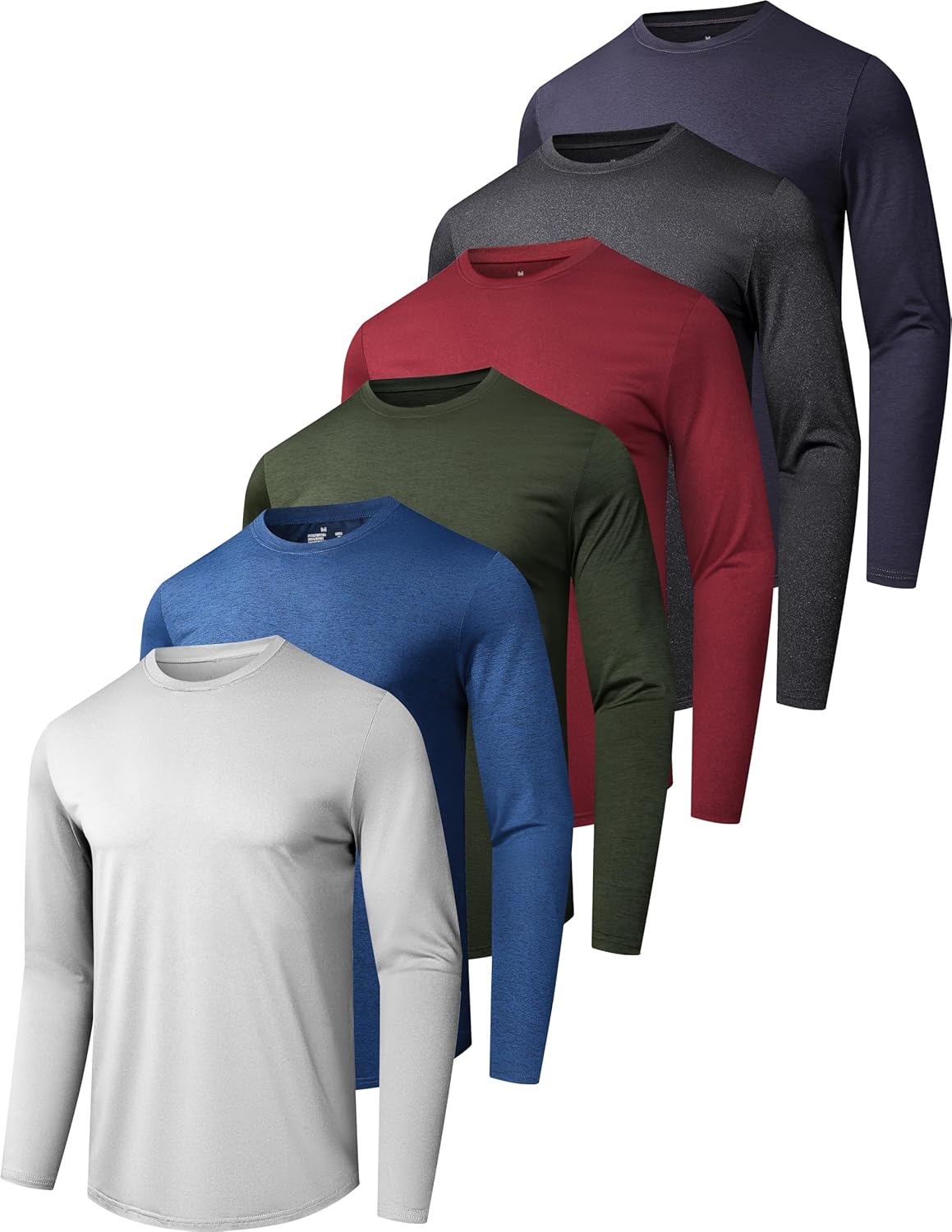 6\/7 Pack Men's Quick Dry Long Sleeve Shirts UPF 50+ UV Sun Protection SPF Shirt Moisture Wicking T-Shirt for Casual Workout