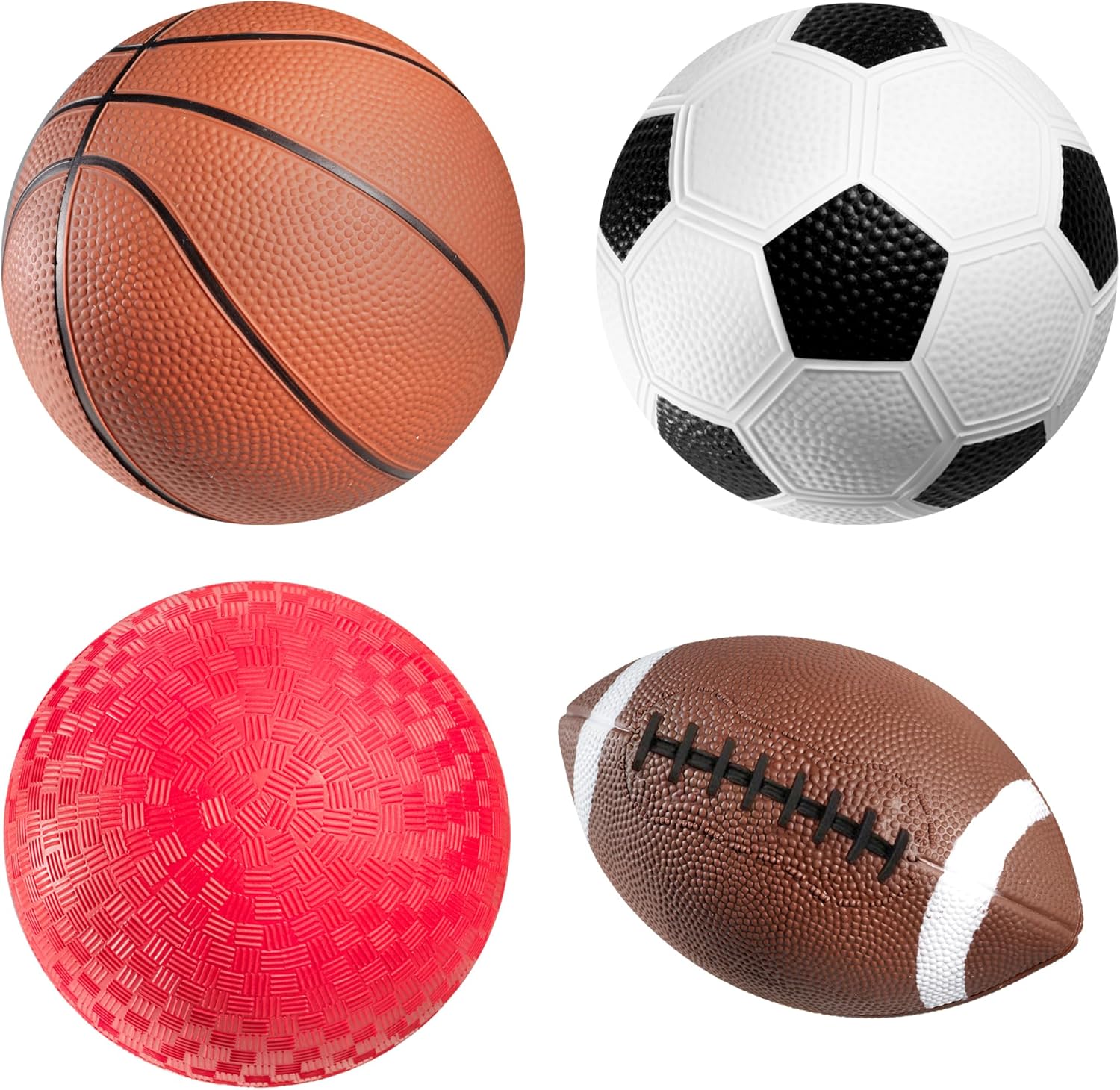 Sports Balls for Kids &amp; Toddlers - (Pack of 4) 5-inch Sports Set Includes Football, Small Size Soccer, Basketball, and Playground Balls, Fun Indoors &amp; Outdoor Toys (Hand Pump Included)