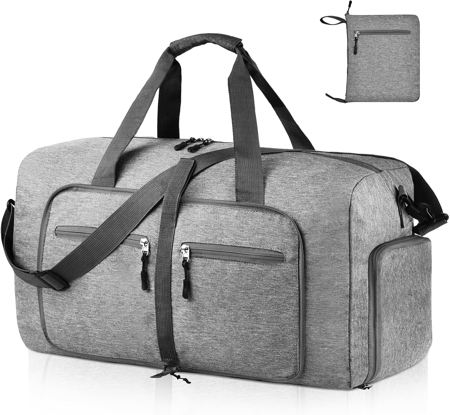 Dimayar 85L Travel Duffle Bag for Men Women - Foldable Duffel Bag with Shoes Compartment - Overnight Bags Waterproof &amp; Tear Resistant(Gray)