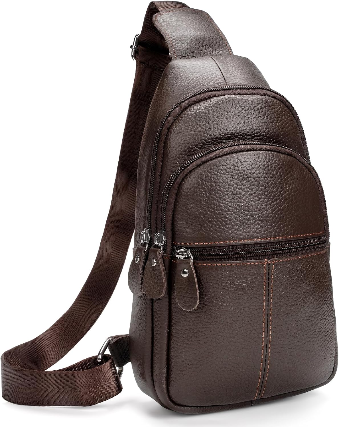 molshine Genuine Leather Sling Crossbody Bag,Fashion Chest,Casual Shoulder Bag for Men Women Work Travel Cycling HB024
