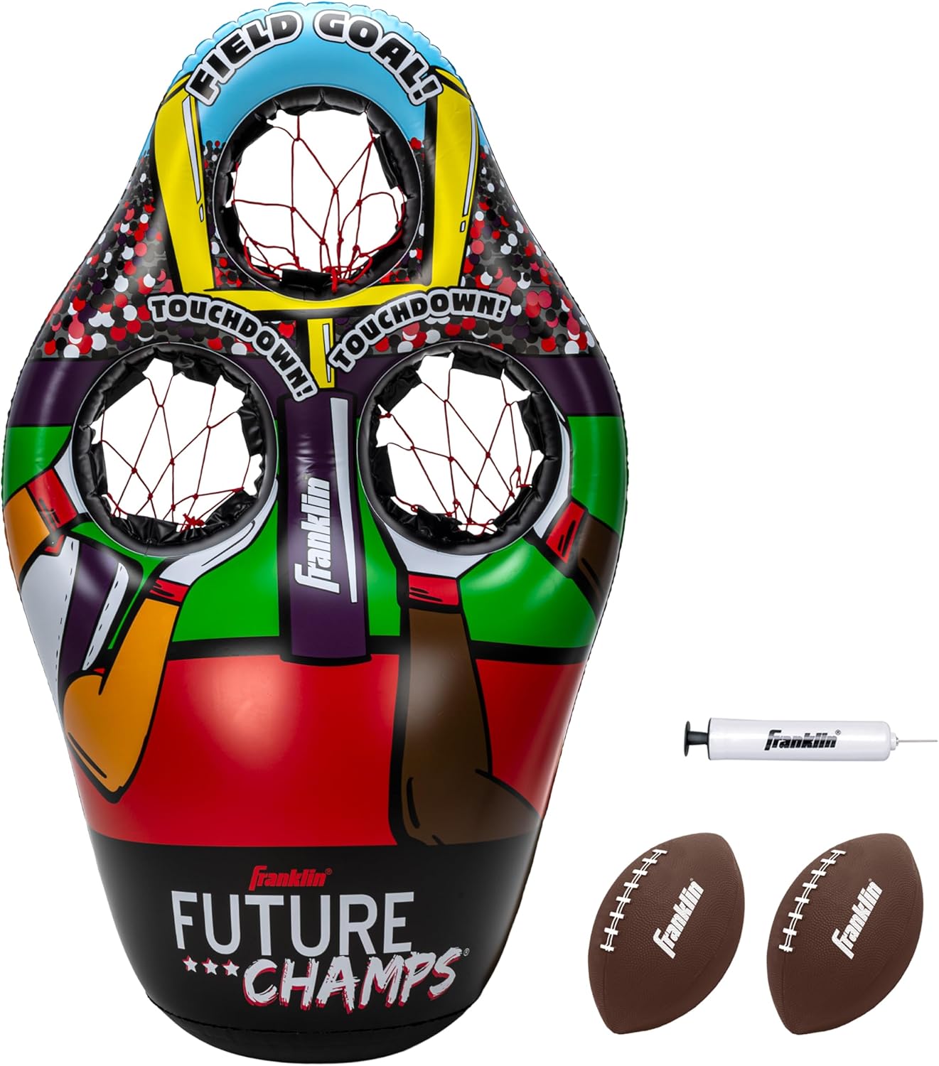 Franklin Sports Kids Football Target Toss Game - Inflatable Throwing Target Toy with Soft Mini Footballs - Fun Kids Sports Game