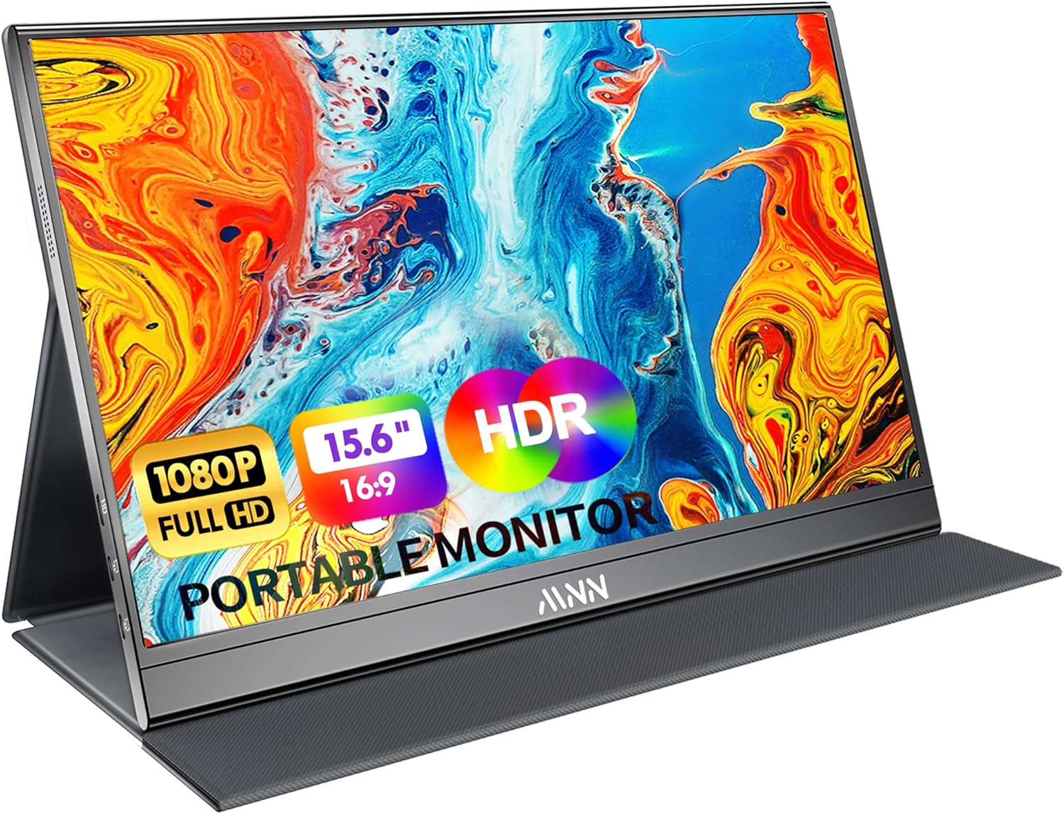 MNN Portable Monitor 15.6inch FHD 1080P 60Hz USB C HDMI Gaming Ultra-Slim IPS Display w\/Smart Cover &amp; Speakers,HDR Plug&amp;Play, External Monitor for Laptop PC Phone Mac (15.6'' 1080P)